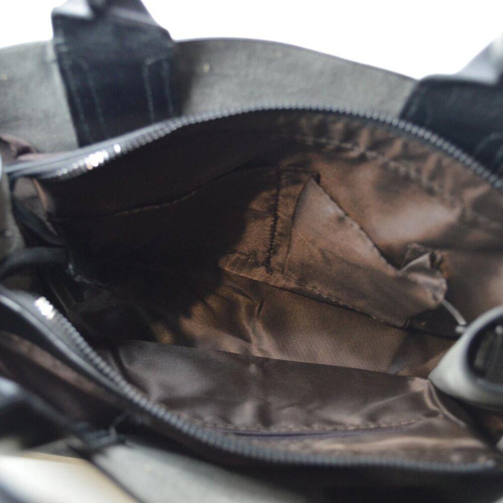 Designer Elegant Black Leather Handbag with Brown Satin Interior Size ONE SIZE - 4 Thumbnail