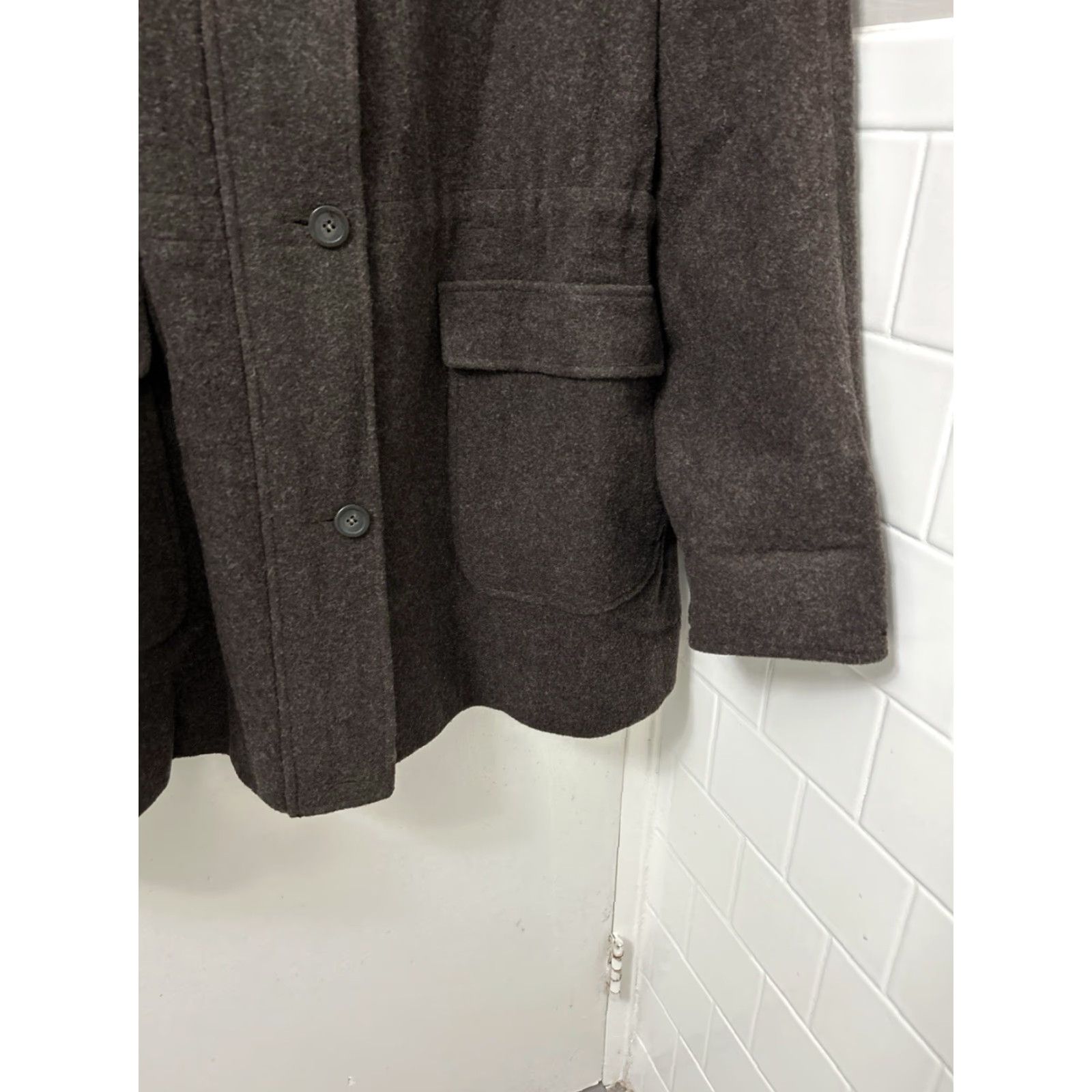London Fog VINTAGE London Fog Coat Womens XL Brown 100% Wool Full Zip Button Front L/S Pockets Size XL / US 12-14 / IT 48-50 - 5 Thumbnail