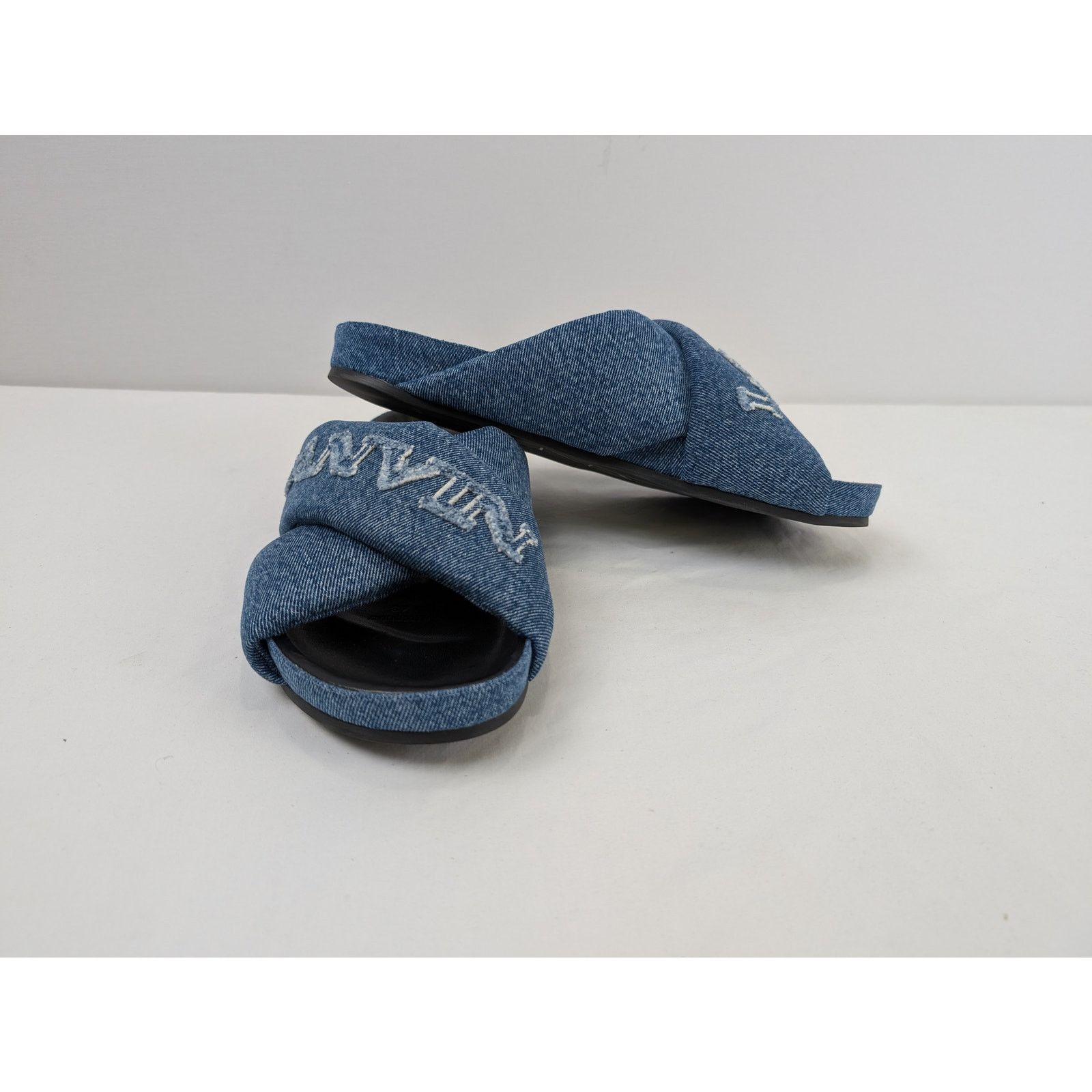 Lanvin o1rshd1 Cross Sandal Slipper with Denim in Blue Size US 11 / EU 44 - 15 Thumbnail