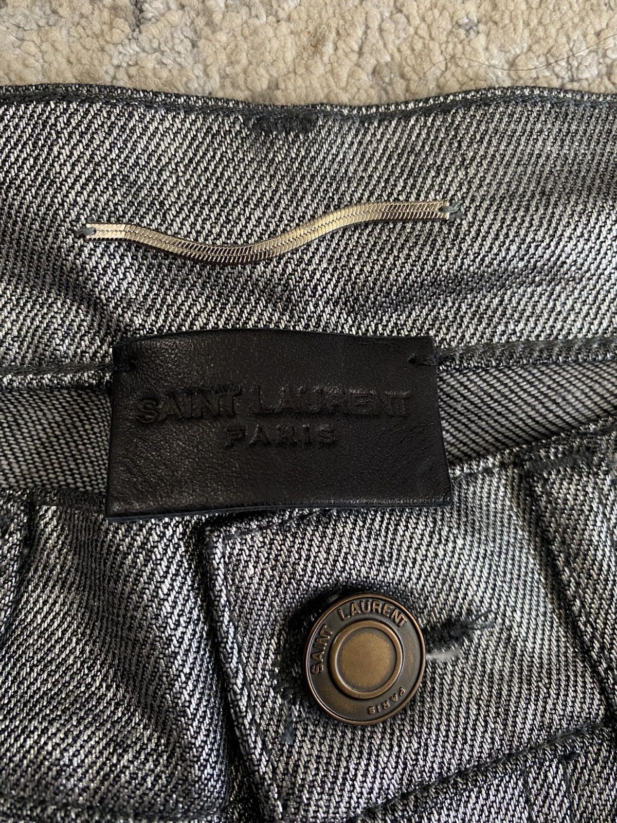 Saint Laurent Paris SLP - SS19 Silver Coat Jeans Size US 28 / EU 44 - 2 Thumbnail