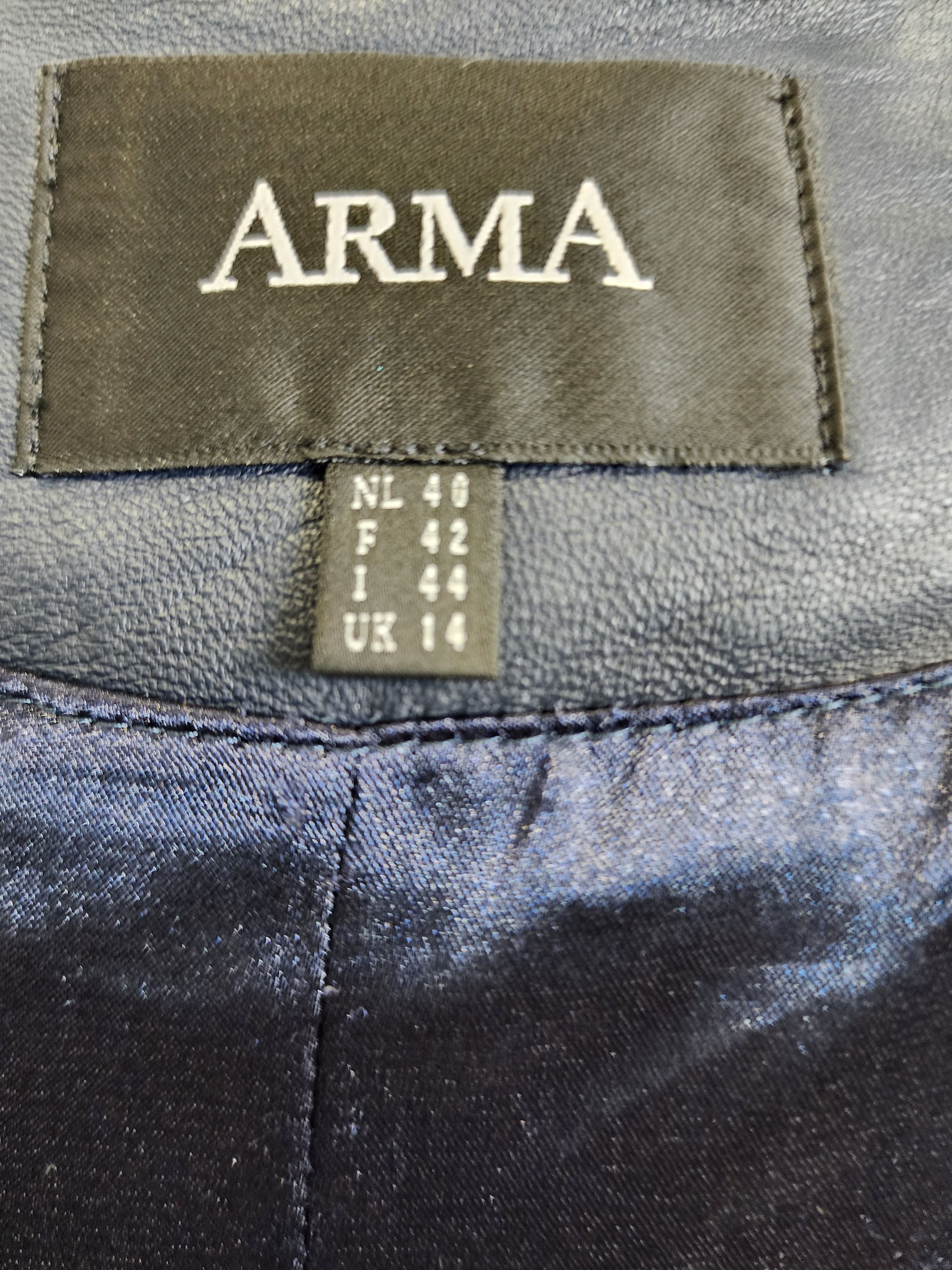 ARMA Blue Leather Jacket: Women's Genuine Leather Coat Size M / US 6-8 / IT 42-44 - 8 Thumbnail