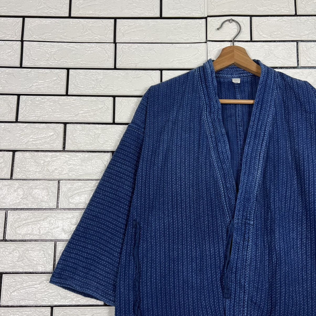 Vintage Japan Indigo Blue Sashiko Thick Weave Kimono #4149-C189 Size US L / EU 52-54 / 3 - 3 Thumbnail