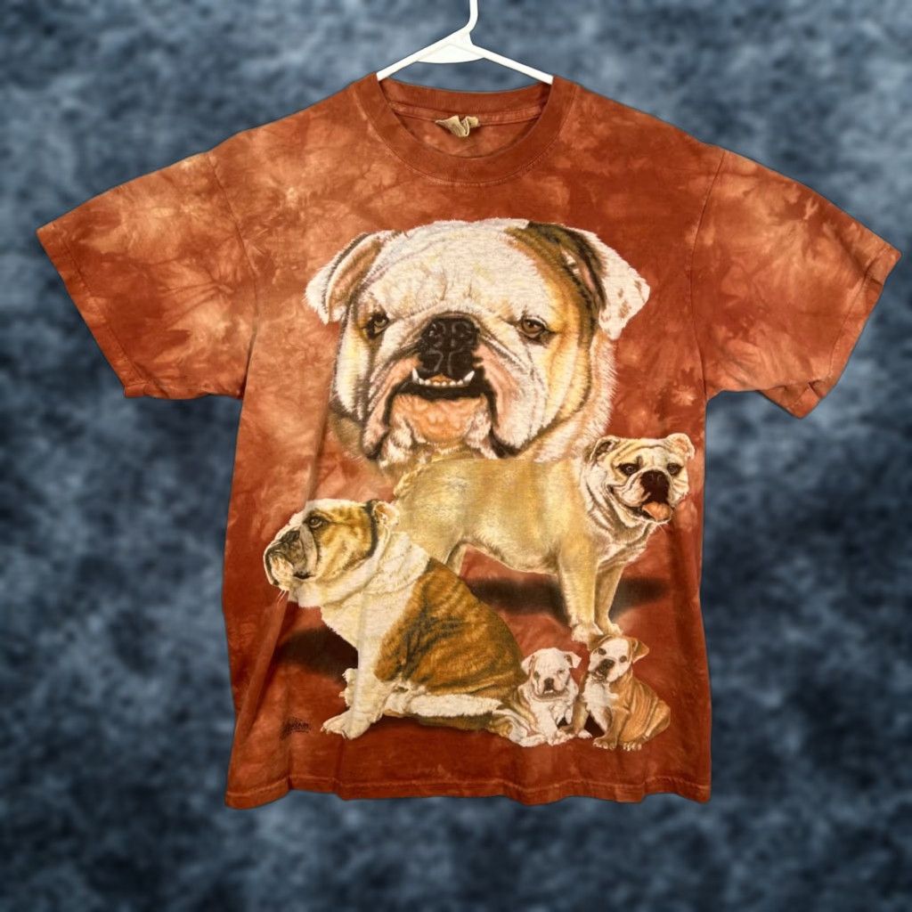 The Mountain VINTAGE The Mountain Shirt Adult Mens Medium Brown Tie-dye Cotton Graphic Bulldog Dog Puppy Size US M / EU 48-50 / 2 - 1 Thumbnail