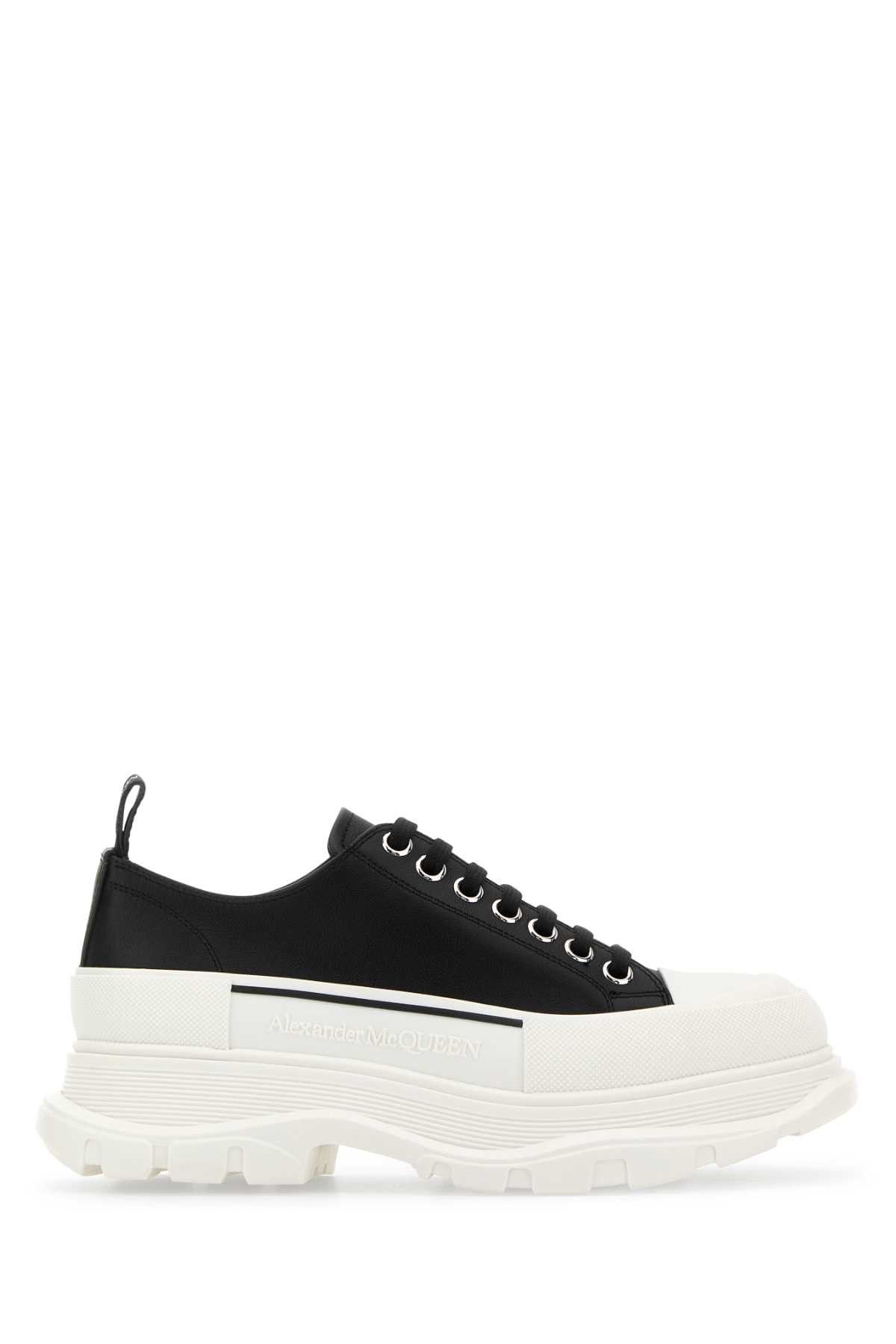 Alexander McQueen Black Nappa Leather Tread Slick Sneakers