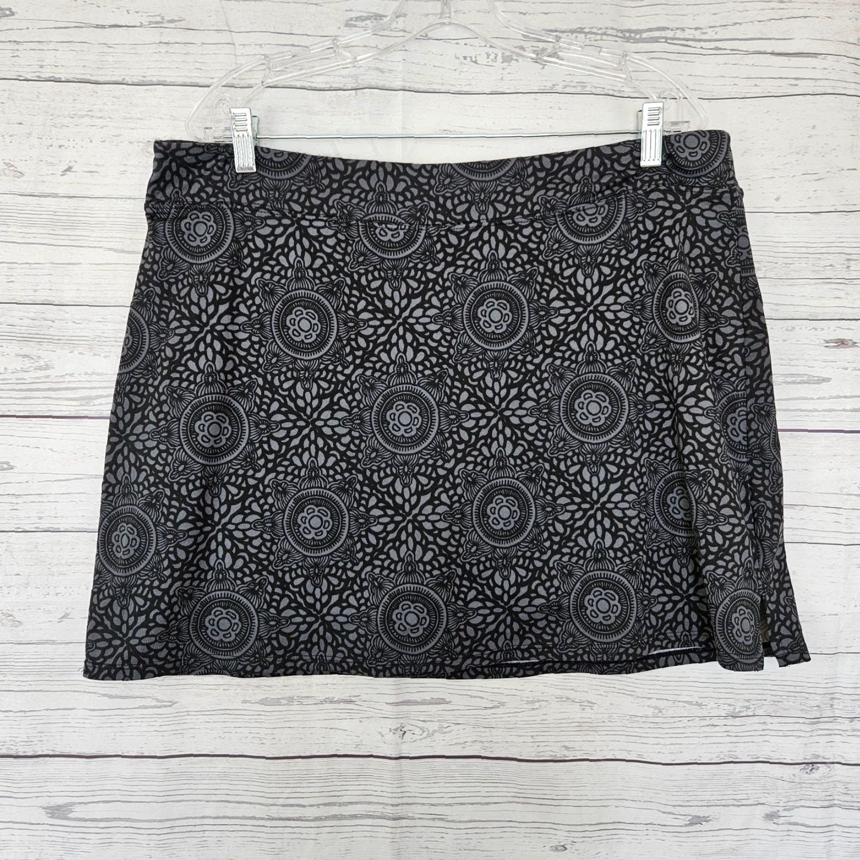 Vintage Tranquility Womens Skort XL Black Gray Pull On Activewear A-Line Short 18" Waist 17" Length Summer Spring"} Size ONE SIZE - 2 Thumbnail