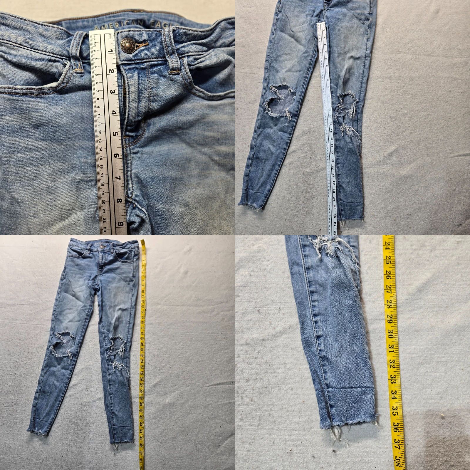 American Eagle Outfitters American Eagle High Rise Distressed Skinny Jegging Jeans Women's Blue Size 2 Size 26" / US 2 / IT 38 - 8 Thumbnail