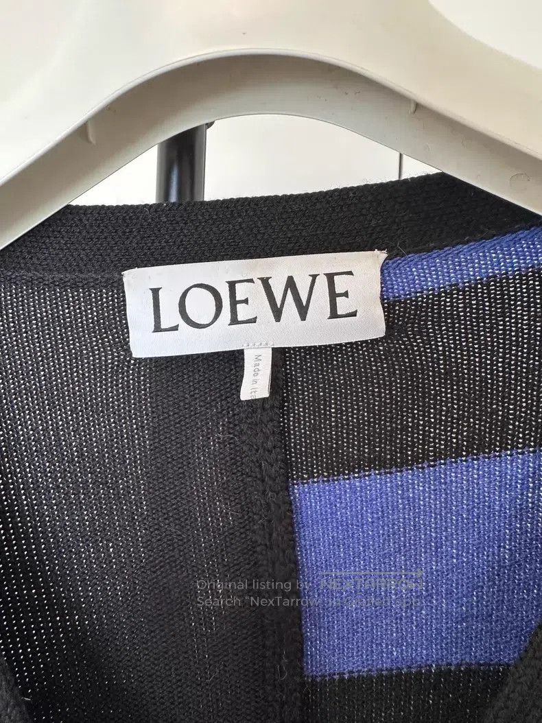Loewe Loewe Color Blocked Knit Cardigan, Black and Blue Stripes Size S / US 4 / IT 40 - 5 Thumbnail