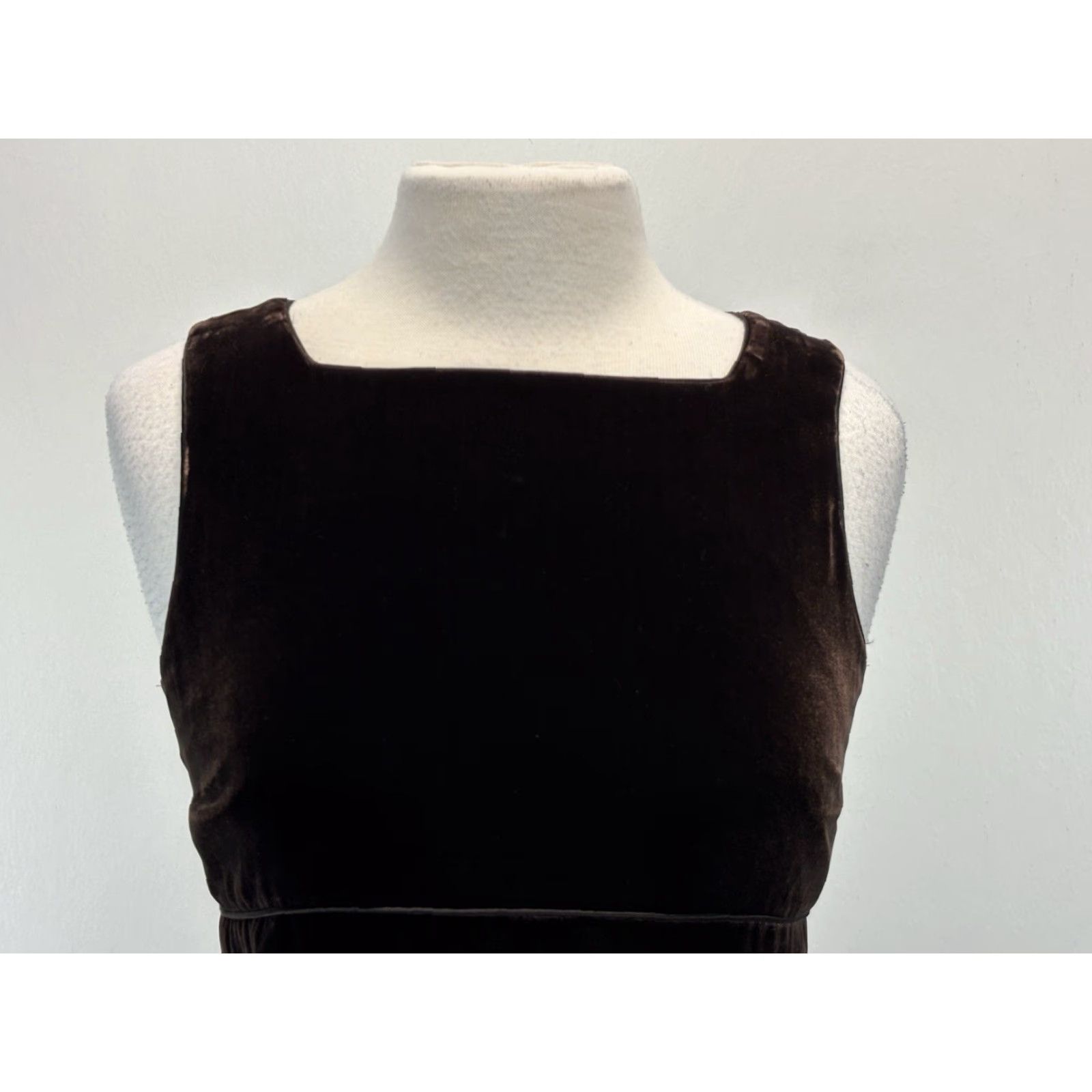 Loft VINTAGE LOFT Ann Taylor Velvet Maxi Dress 4 Brown Sleeveless Square Neck Whimsigoth Y2K Womens Size S / US 4 / IT 40 - 5 Thumbnail