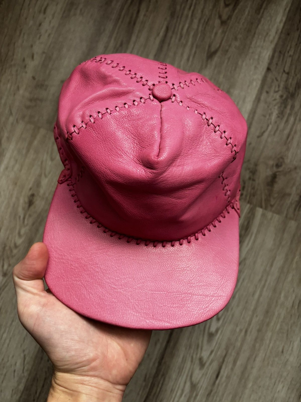Other Pink Handmade Leather Cap Size ONE SIZE - 15 Thumbnail
