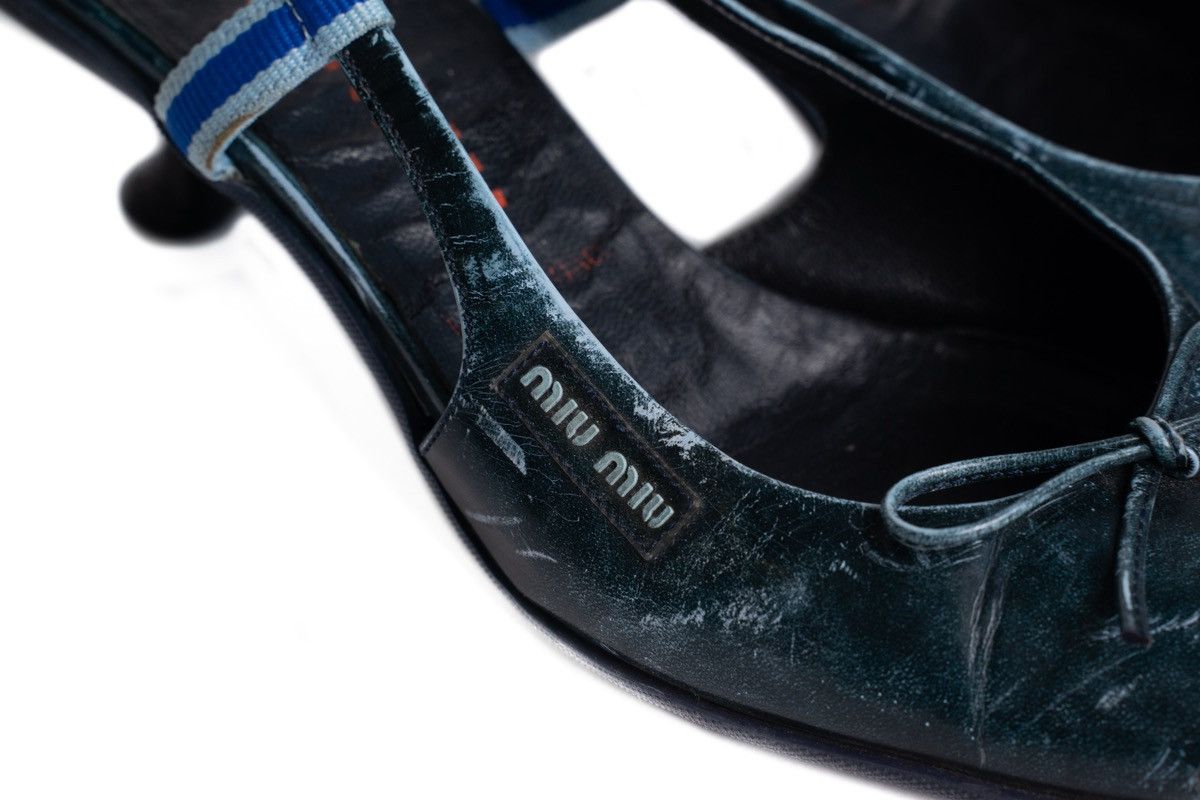 Miu Miu Miu Miu S/S2000 Leather Mules in Blue Size US 7 / IT 37 - 10 Thumbnail