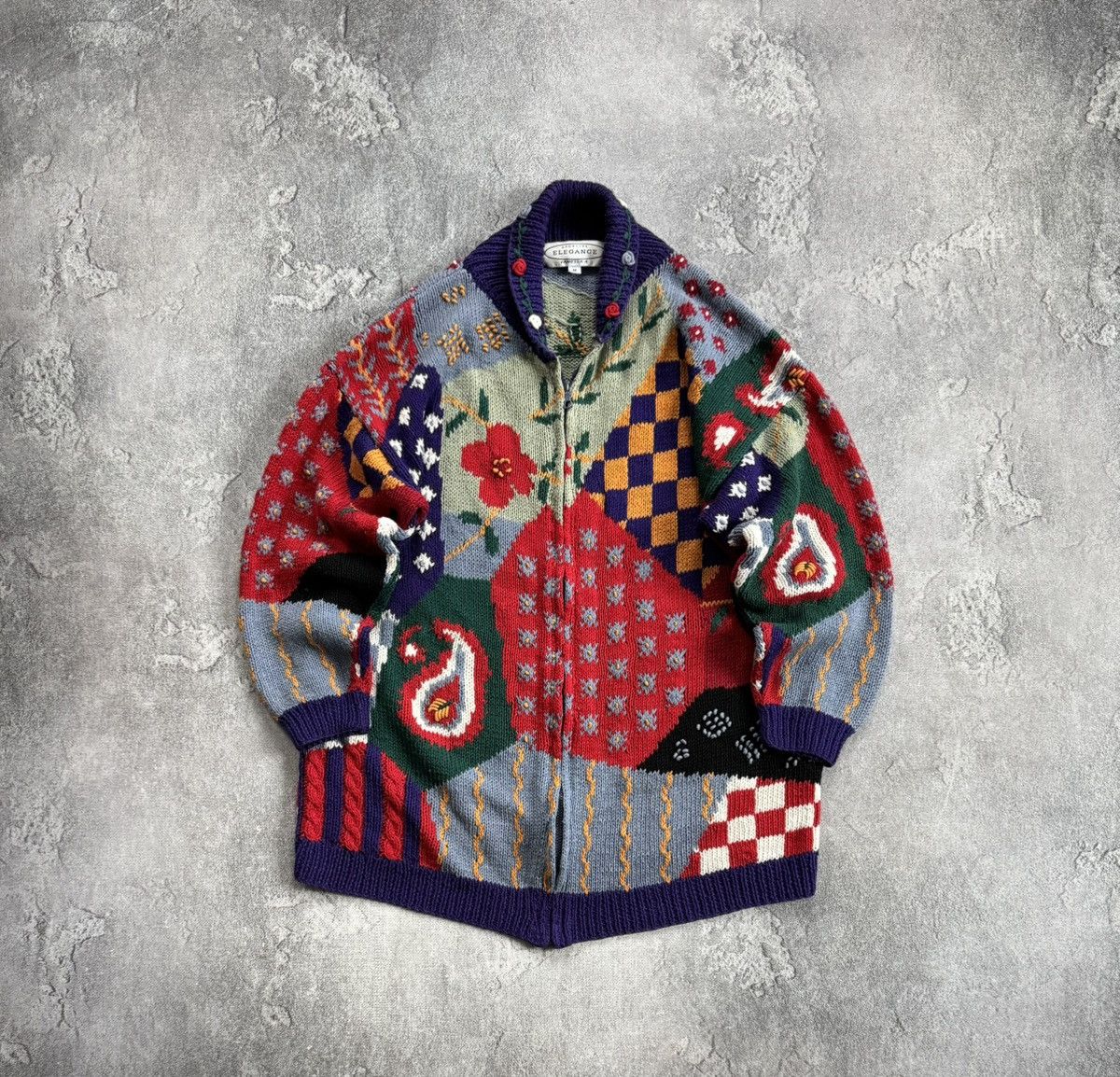 Kanata Hand Knits Vintage Retro M/size Hand knitwear zip sweater cardigan 90s Size M / US 6-8 / IT 42-44 - 1 Thumbnail