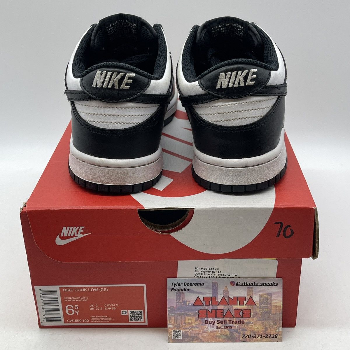 Nike Dunk low black white Size US 6.5 / EU 39-40 - 3 Thumbnail