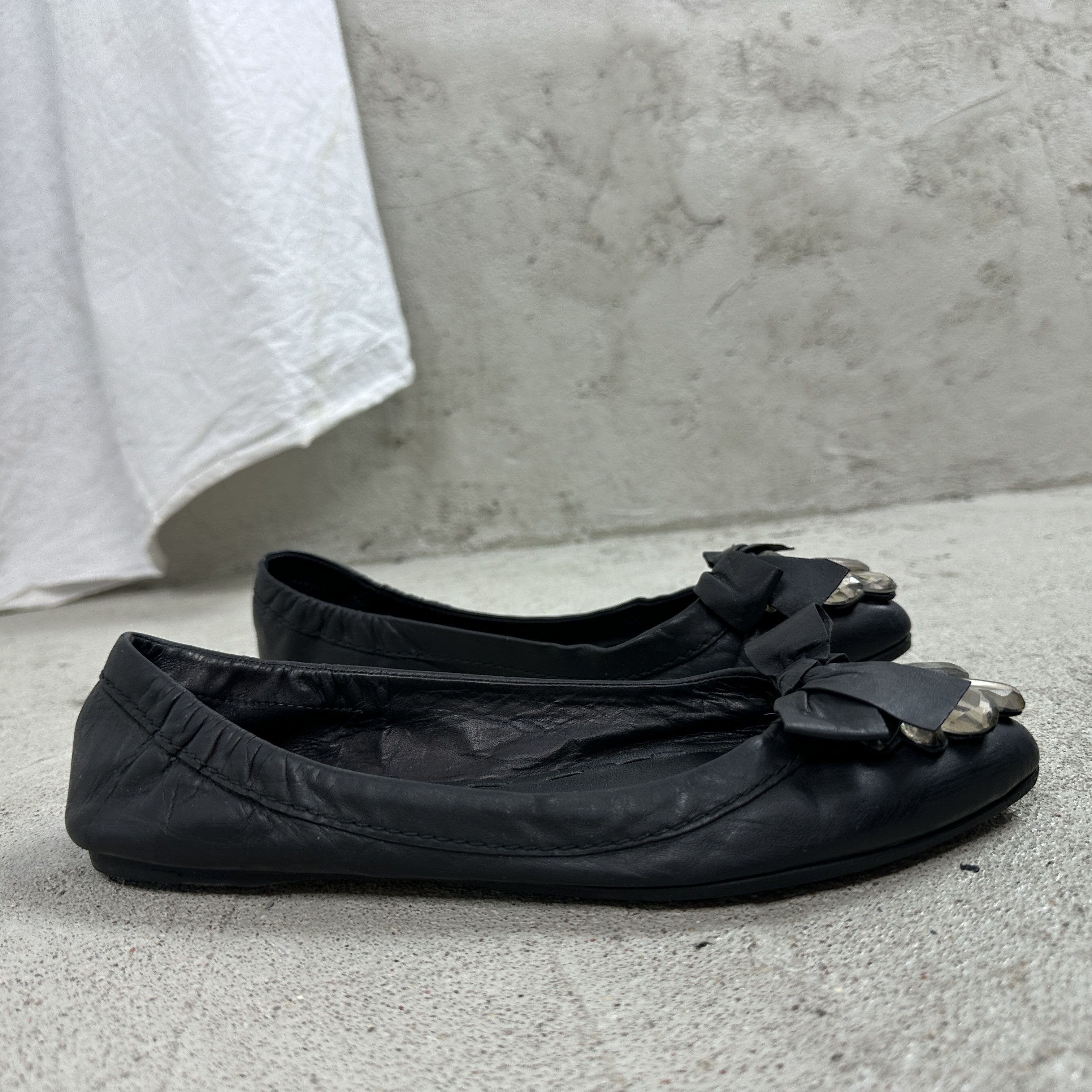 Vera Wang × Vintage Vintage Avant Garde Leather Opium Vera Wang 00s Balletflats Size US 7 / IT 37 - 4 Thumbnail