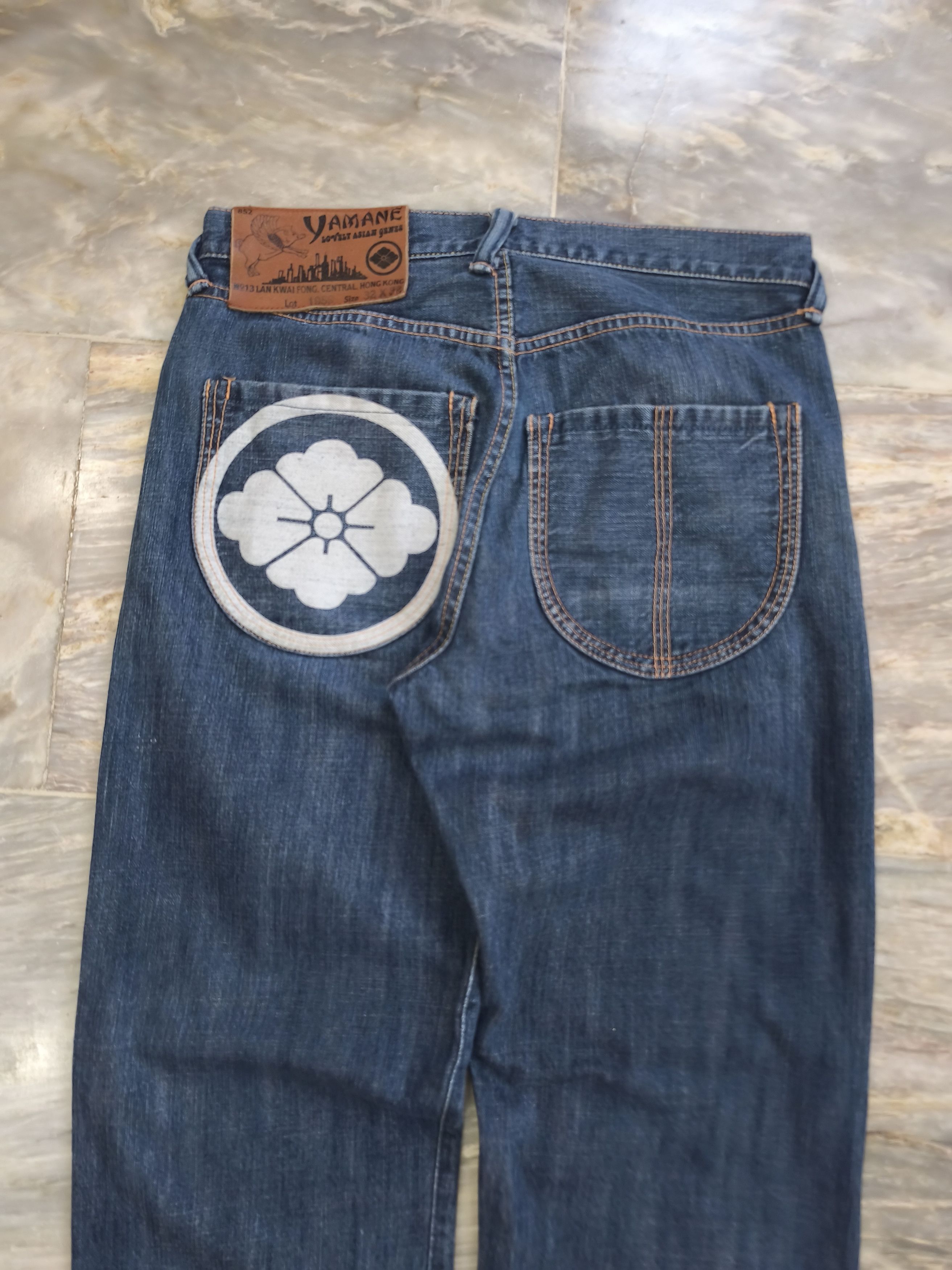Evisu Yamane Crest Flower Print - Selvedge Denim Pants Size US 32 / EU 48 - 2 Thumbnail