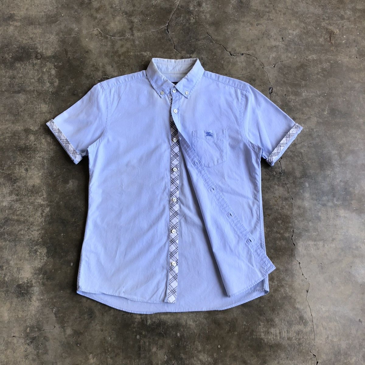 Burberry Vintage Burberry Black Label Pocket Logo Shirt Blue Luxury Size US M / EU 48-50 / 2 - 9 Thumbnail