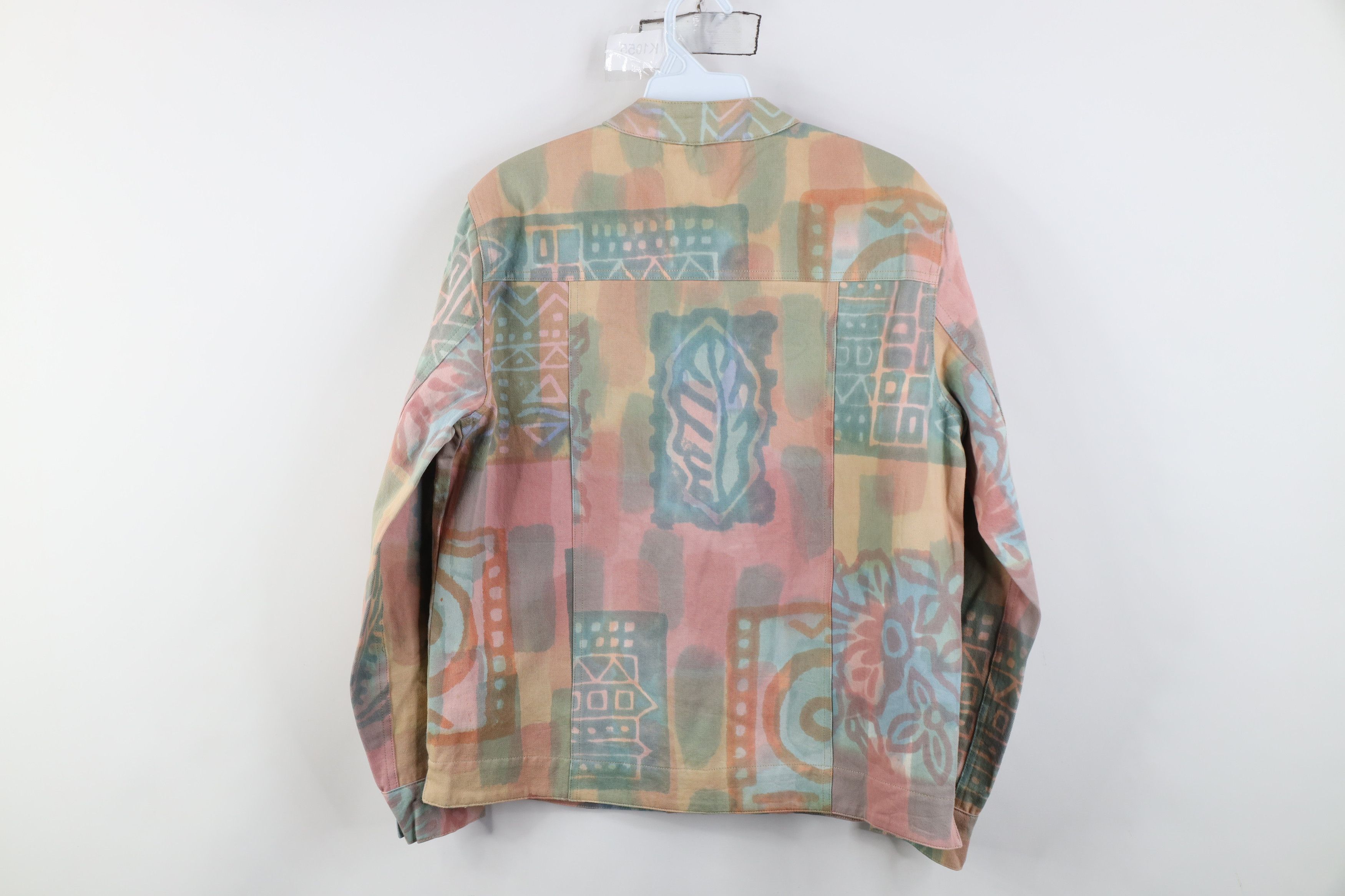 Orvis Vintage 90s Orvis Pastel Band Collar Denim Trucker Jacket Size S / US 4 / IT 40 - 14 Thumbnail