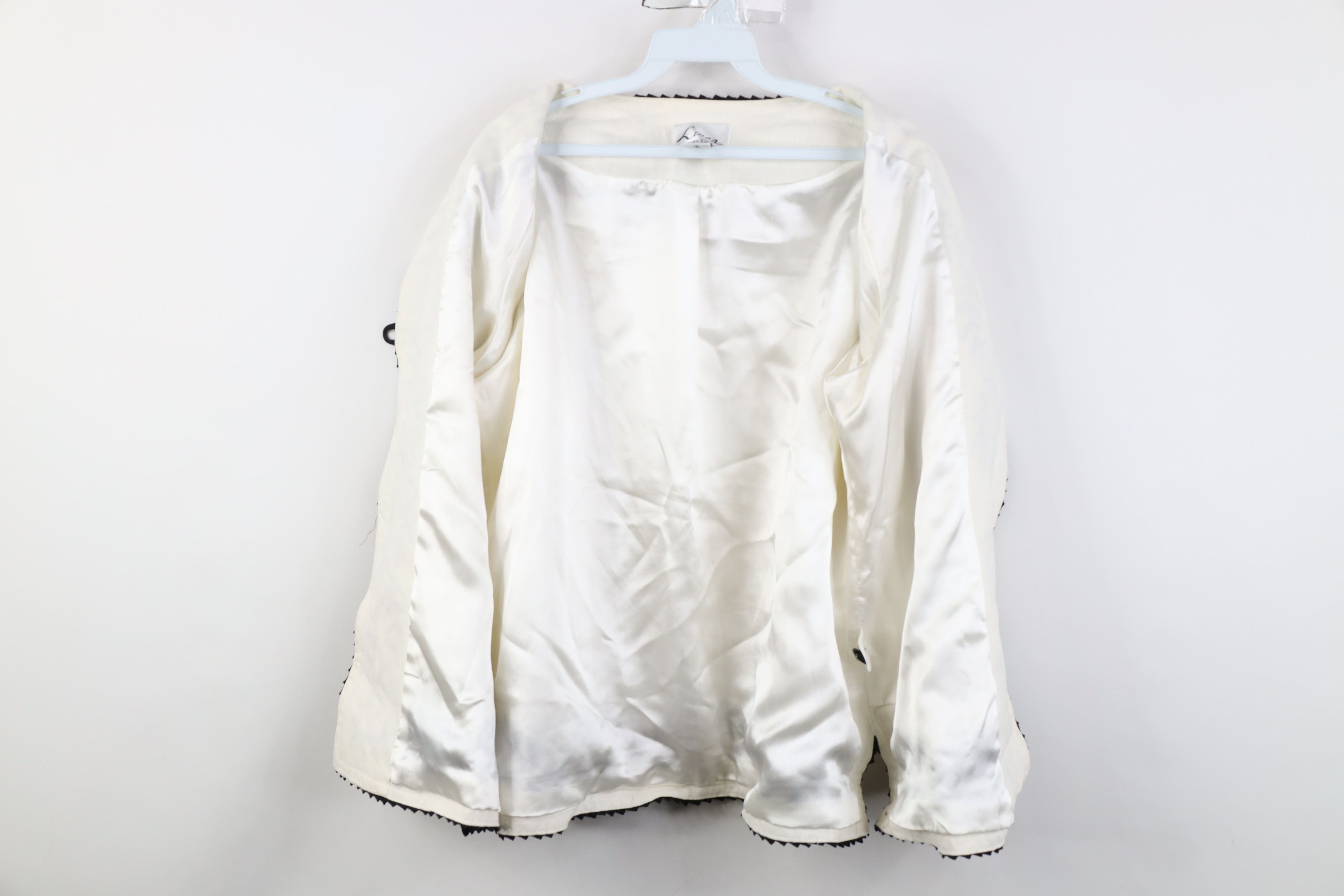 Vintage Vintage 90s Streetwear Embroidered Leaf Blazer Jacket White Size L / US 10 / IT 46 - 10 Thumbnail