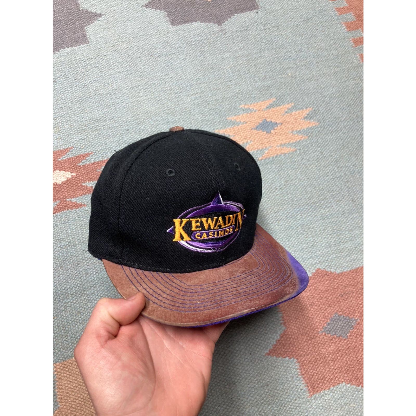 Vintage VINTAGE SnapBack Hat Cap Kewadin Casinos Michigan Wool Faded Gambling 90s Otto Cap Adjustable Men Black 90s Mens Hat Size ONE SIZE - 2 Thumbnail