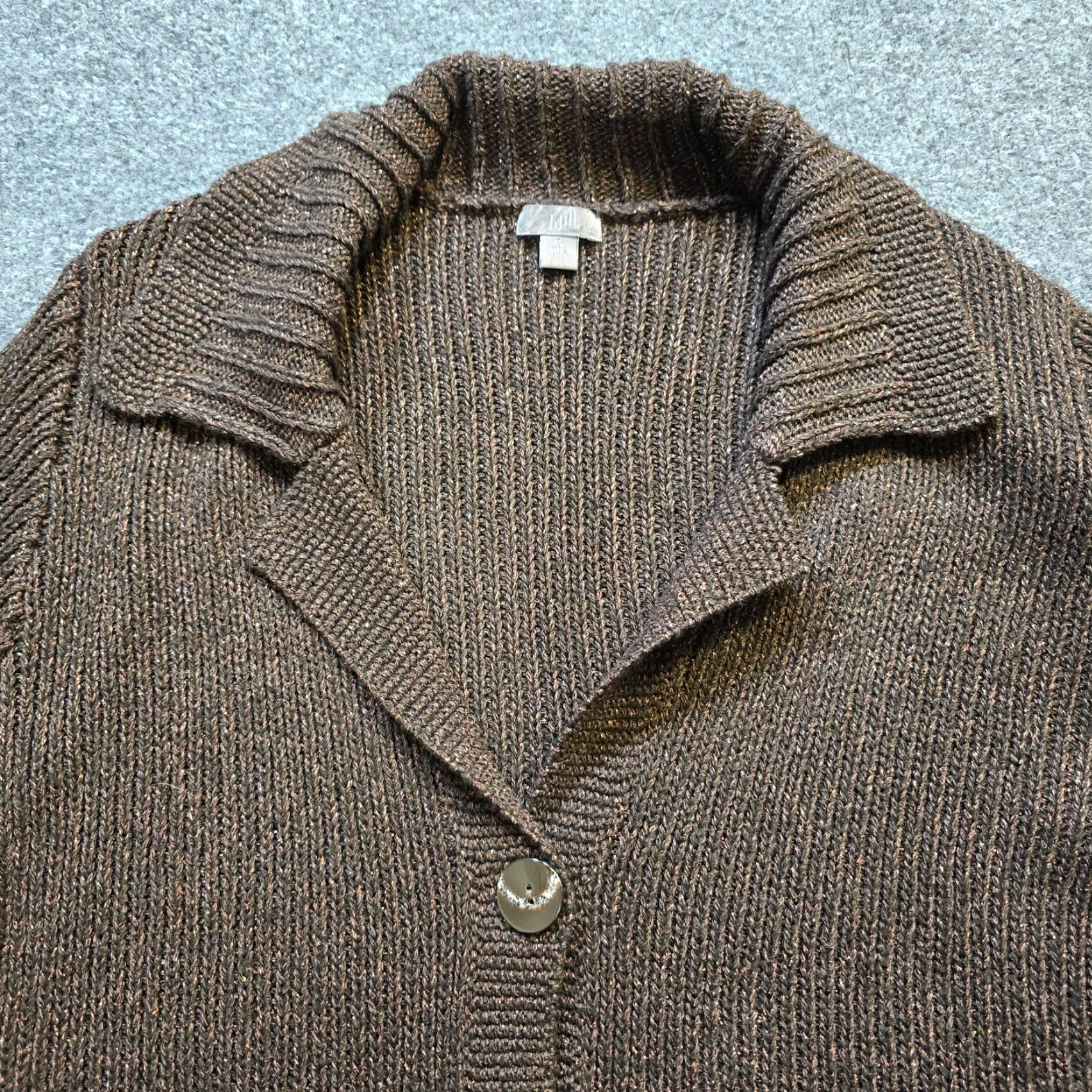 J. Jill VINTAGE J Jill Cardigan Womens XL Brown Sweater Button Shimmery Career Casual Size XL / US 12-14 / IT 48-50 - 2 Thumbnail
