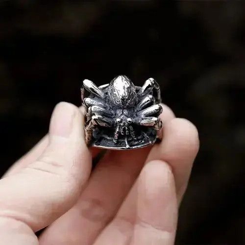 Ring Of Fire Stainless Steel Biker Retro Spider Ring Size ONE SIZE - 1 Thumbnail