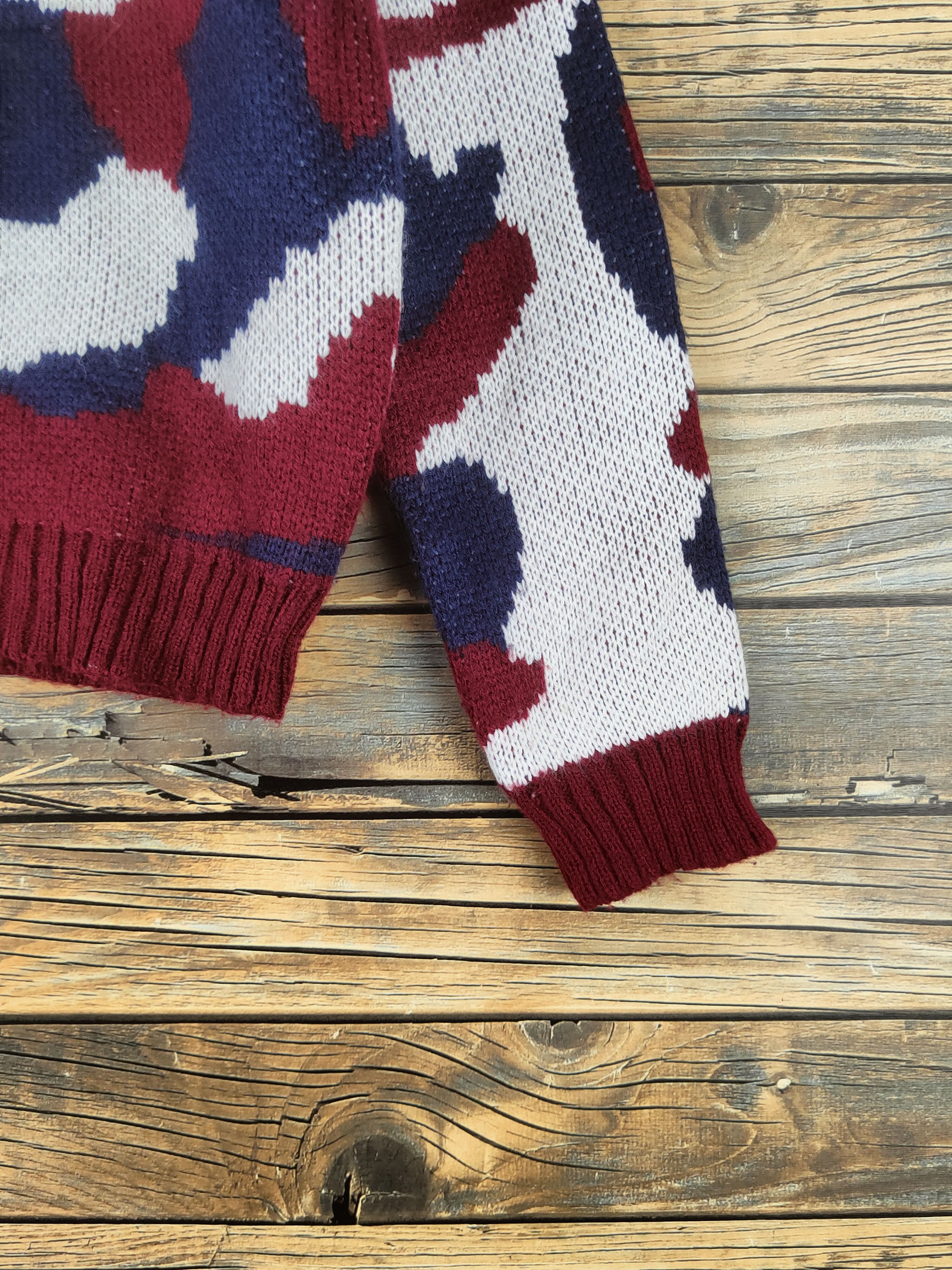 Japanese Brand DL J'adore Plein Maroon White Knitwear Crop Tops# 46-131 Size S / US 4 / IT 40 - 6 Thumbnail