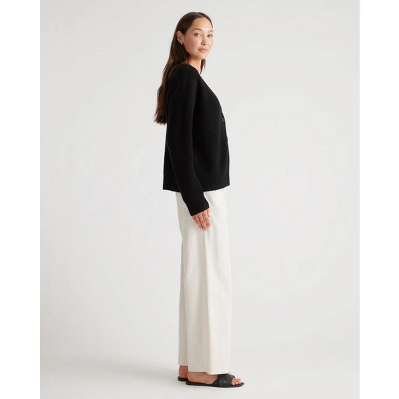 Quince Quince Cashmere Fisherman Cropped Cardigan Sweater Black XL Size XL / US 12-14 / IT 48-50 - 5 Thumbnail