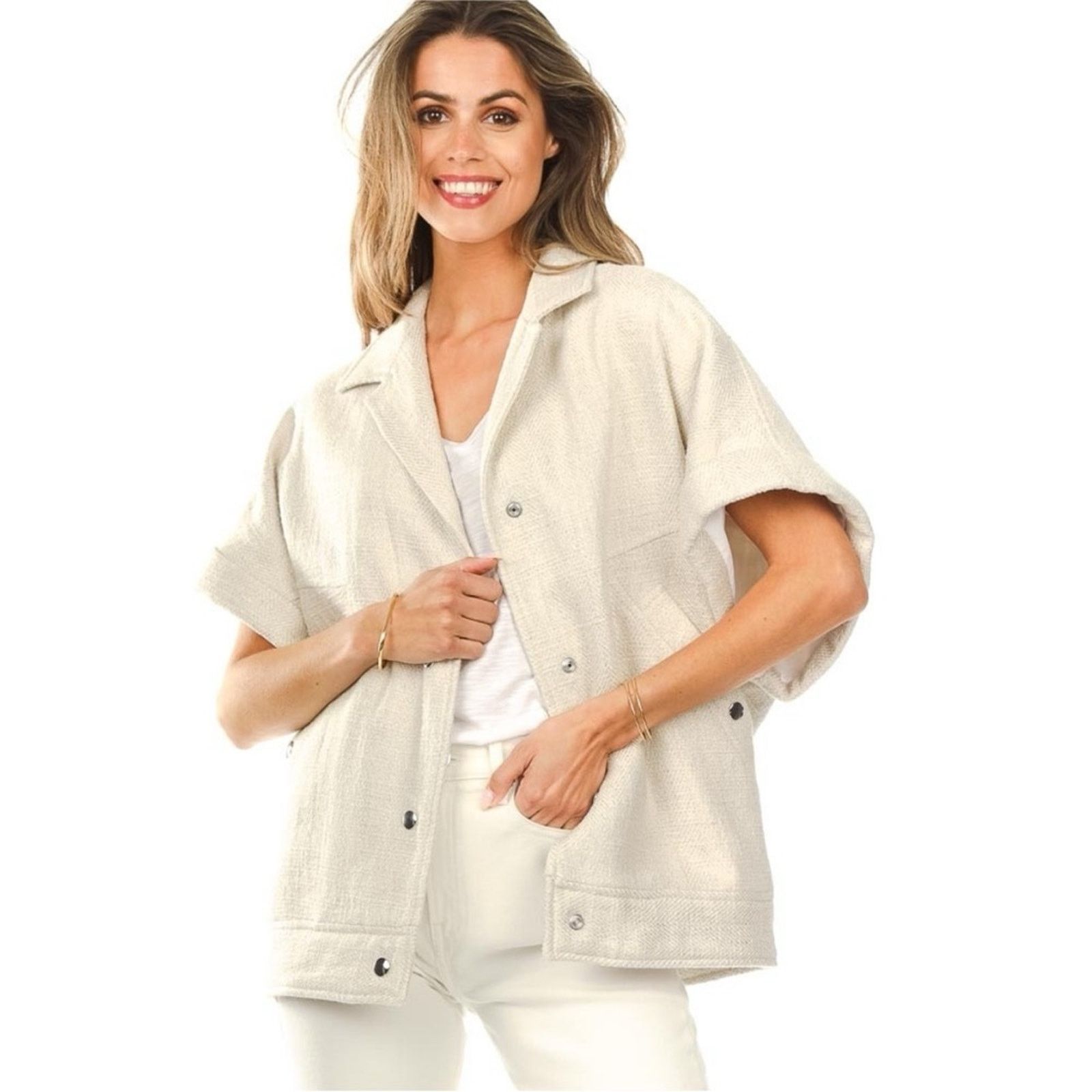 Iro RTR Iro Ilija Wide Short Sleeve Snap Oversized Knit Jacket Size S / US 4 / IT 40 - 1 Thumbnail