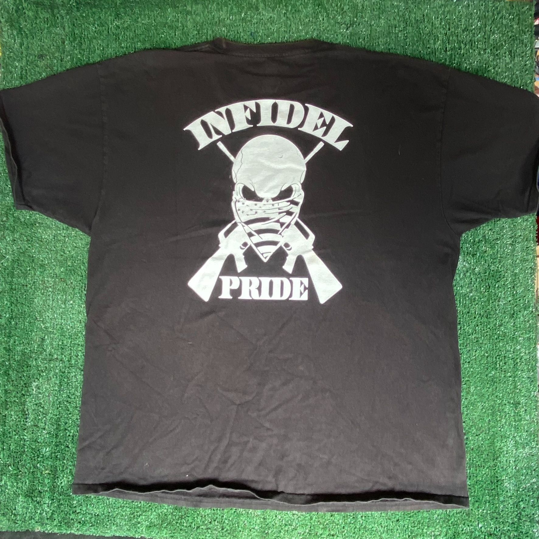 Hanes Vintage Y2K Infidel Military Shirt USA Army Marine Punk Tee Size US XXL / EU 58 / 5 - 1 Thumbnail