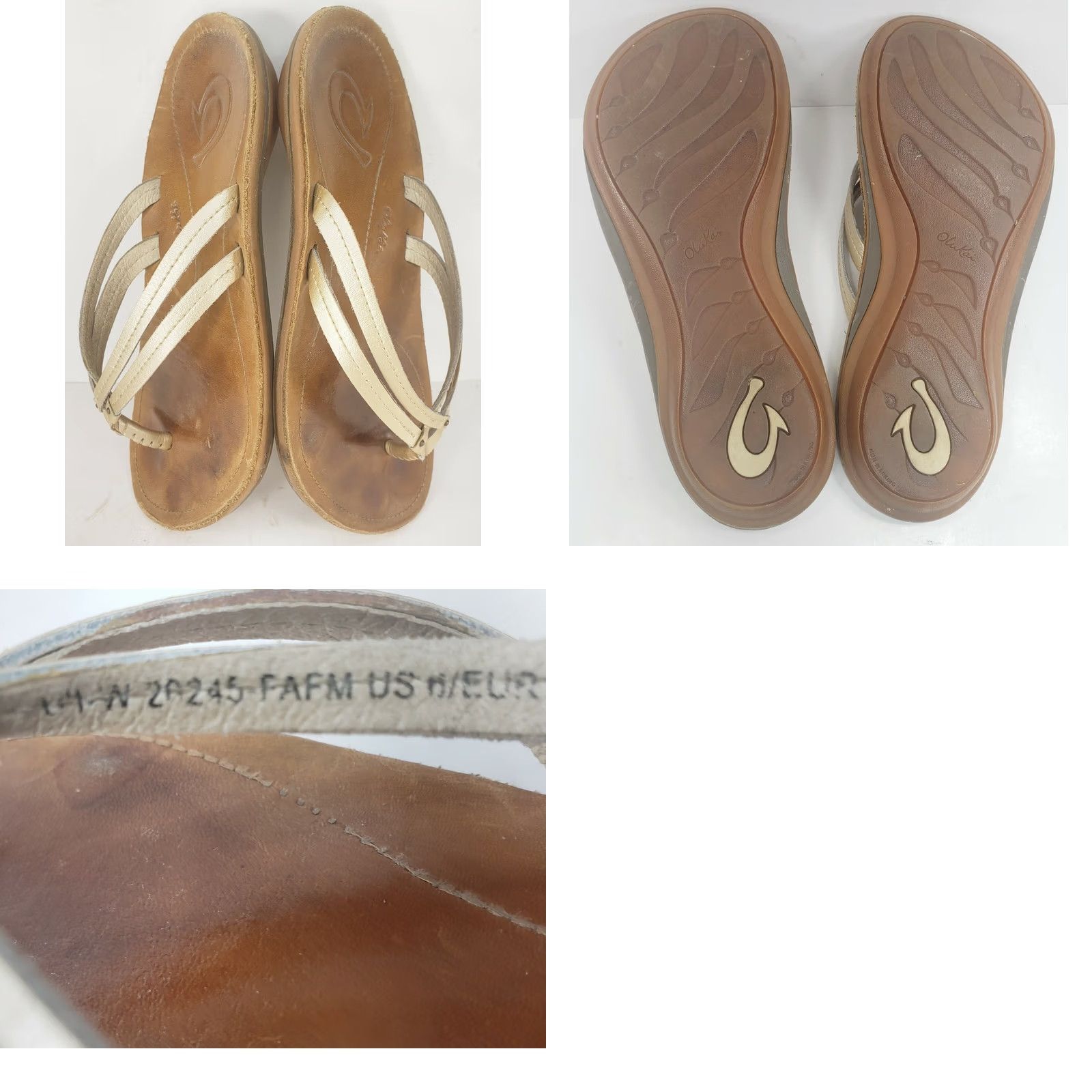 Olukai OluKai UI Sandals Womens Size 6 Gold Leather Strappy Slip On Flip Flops Size US 6 / IT 36 - 8 Thumbnail