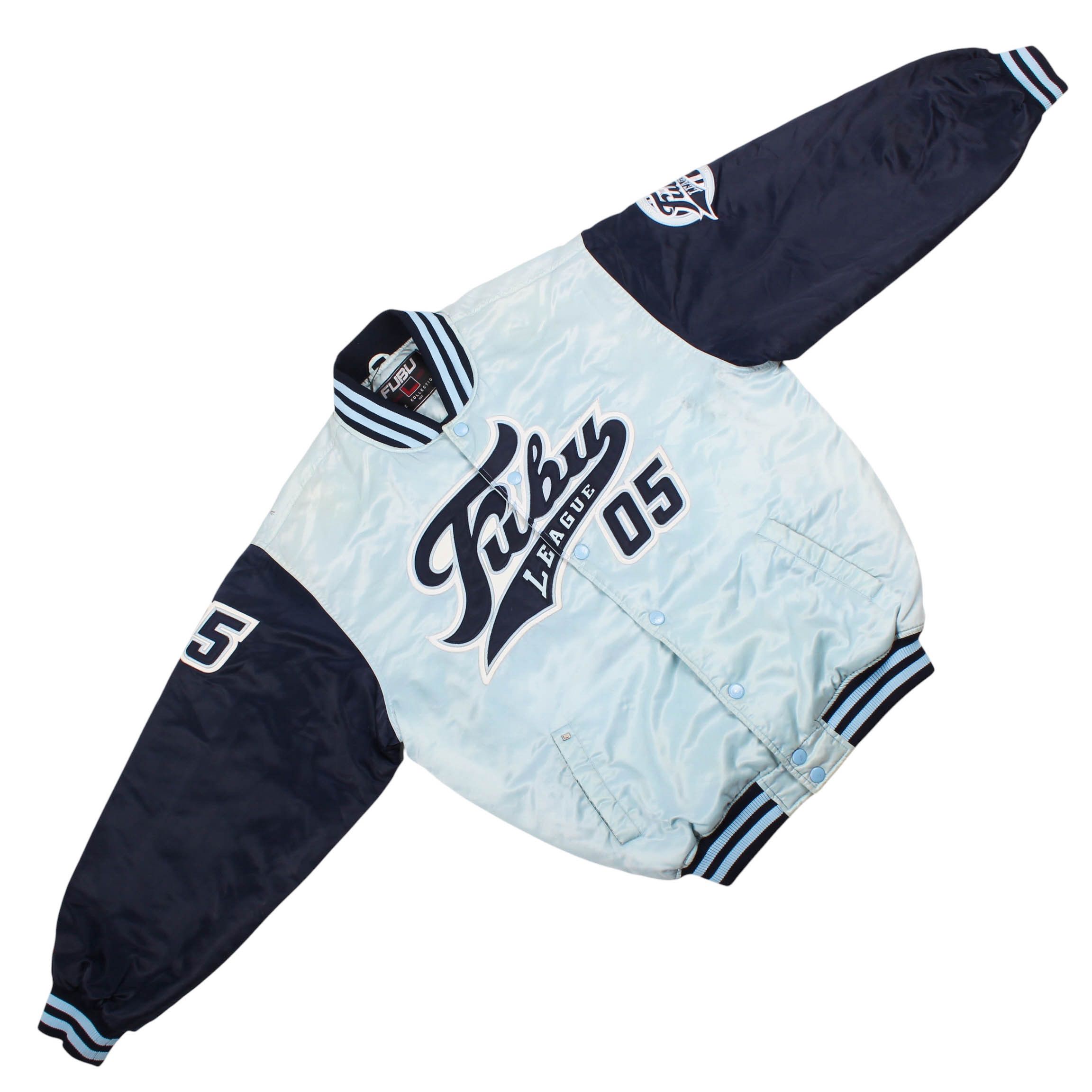 Fubu FUBU Varsity Jacket 90s Y2K Bomber Light Blue 05 League Size US XL / EU 56 / 4 - 2 Thumbnail