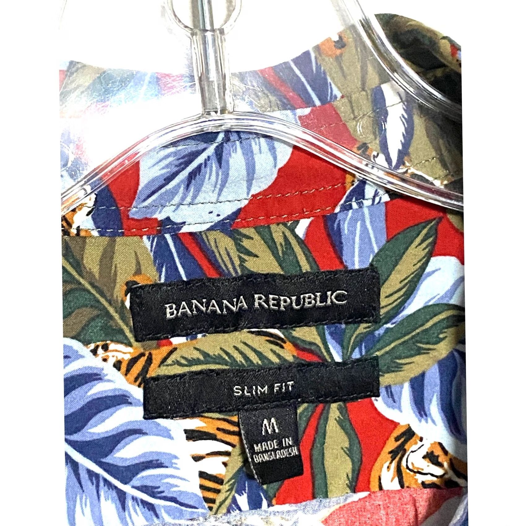 Banana Republic Banana Republic Slim Fit Tiger Jungle Print Button Shirt Mens M Tropical Safari Short Sleeve Button-Down Casual Travel Workwear Size US M / EU 48-50 / 2 - 5 Thumbnail
