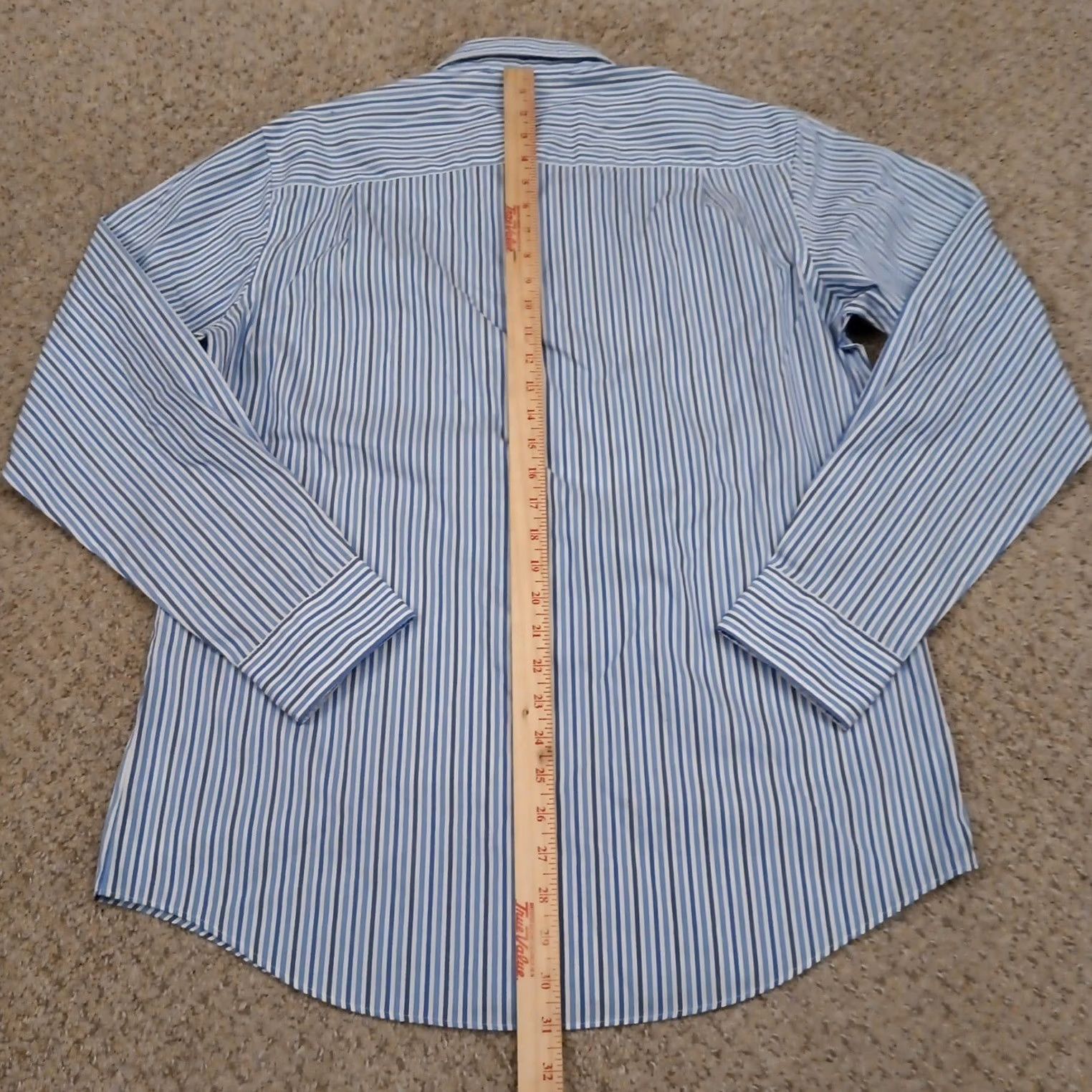 Van Heusen Van Heusen Shirt Mens Medium Blue Striped Long Sleeve Button-Up Cotton Blend Shirt Mens Blue Striped Button-Up Size US M / EU 48-50 / 2 - 6 Thumbnail