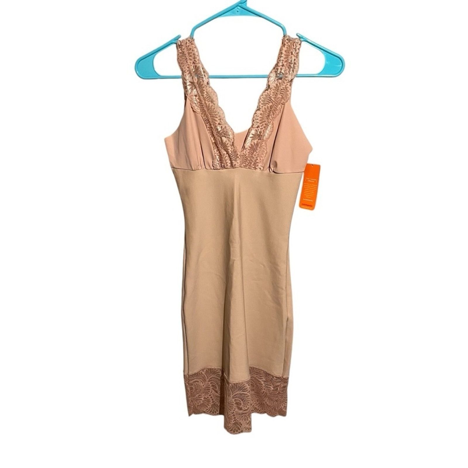 Commando Commando Womens Sleeveless V Neck Slip Dress Rose Beige Sz M Size ONE SIZE - 1 Thumbnail