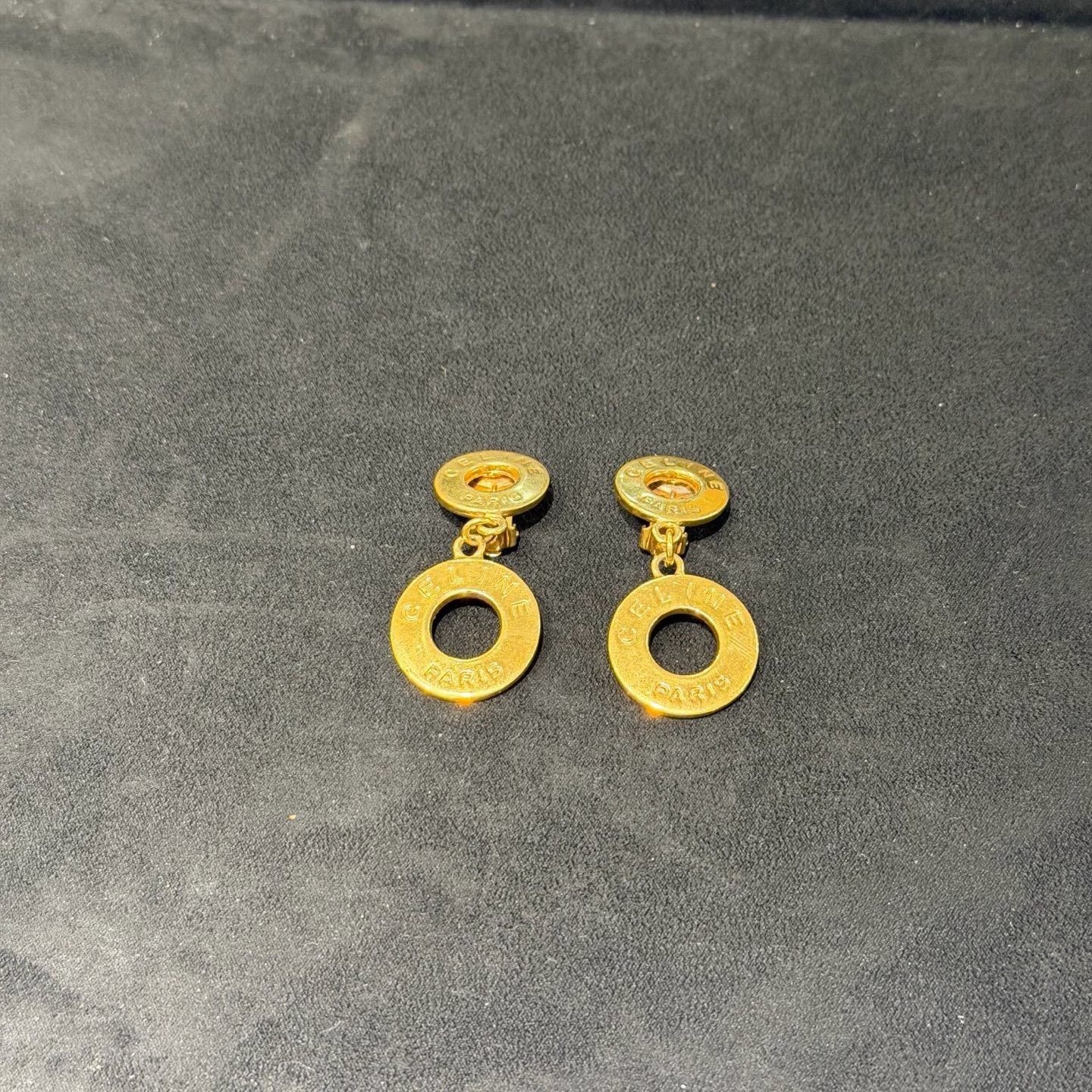 Celine Celine Gold Circle Clip-On Vintage Earrings Size ONE SIZE - 1 Thumbnail