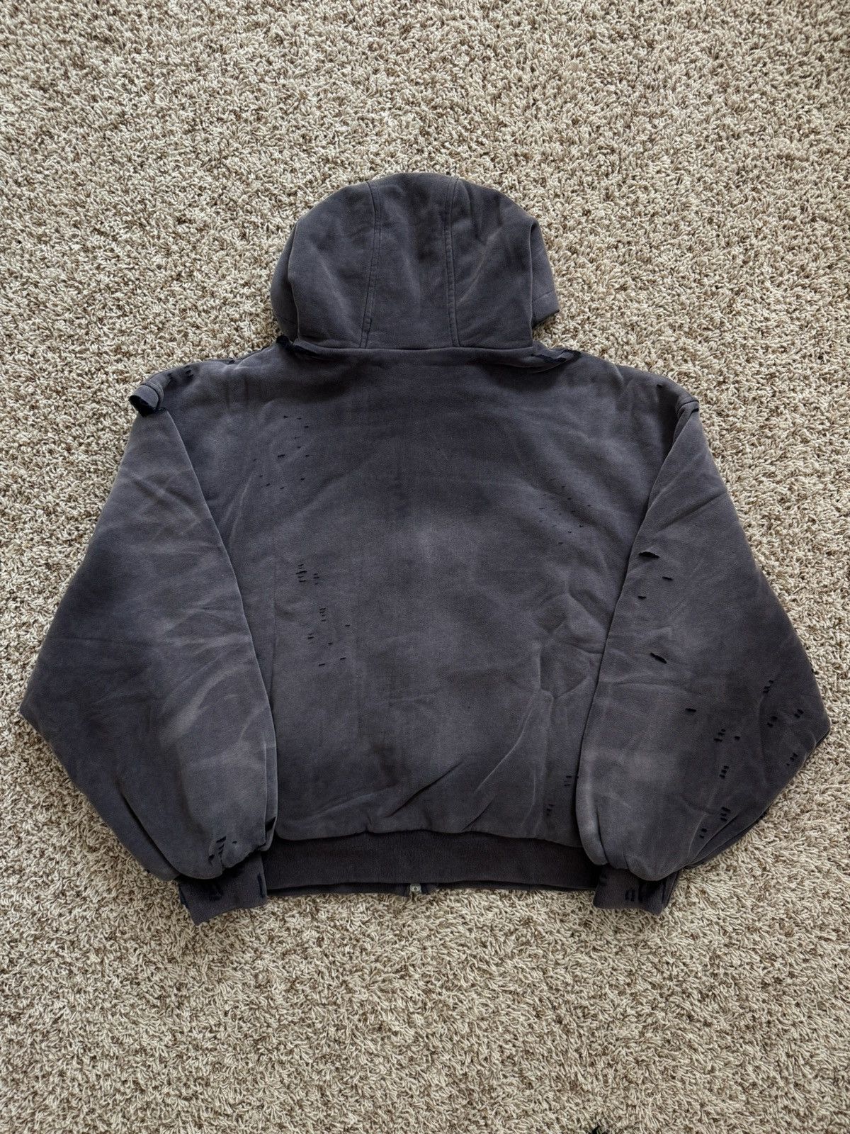 murd333r.fm Ditch LA Dusk Purple Ruin Distressed Thermal Zip Up Hoodie Size US L / EU 52-54 / 3 - 8 Thumbnail