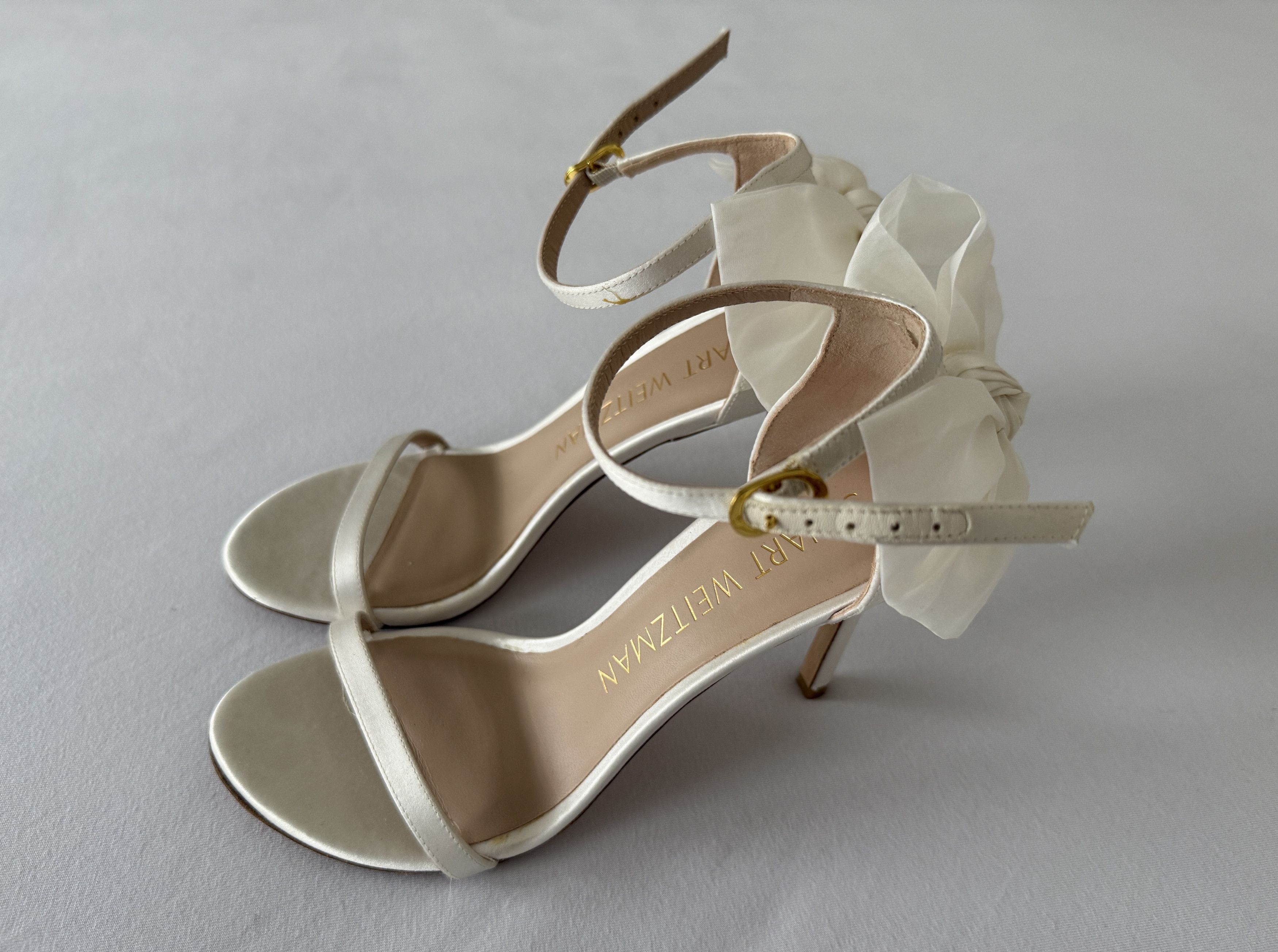 Stuart Weitzman Nudistsong Mesh Bow High Heels Size US 6.5 / IT 36.5 - 6 Thumbnail