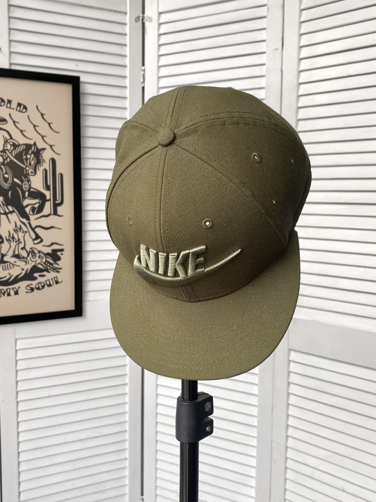 Nike Nike Pro Big Logo Swoosh Snapback 3D Khaki Cap Hat Size ONE SIZE - 3 Thumbnail
