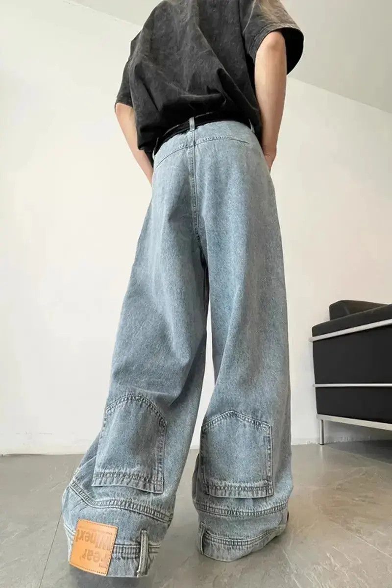 Japanese Brand Retro washed inverted wide leg jeans Size US 32 / EU 48 - 6 Thumbnail