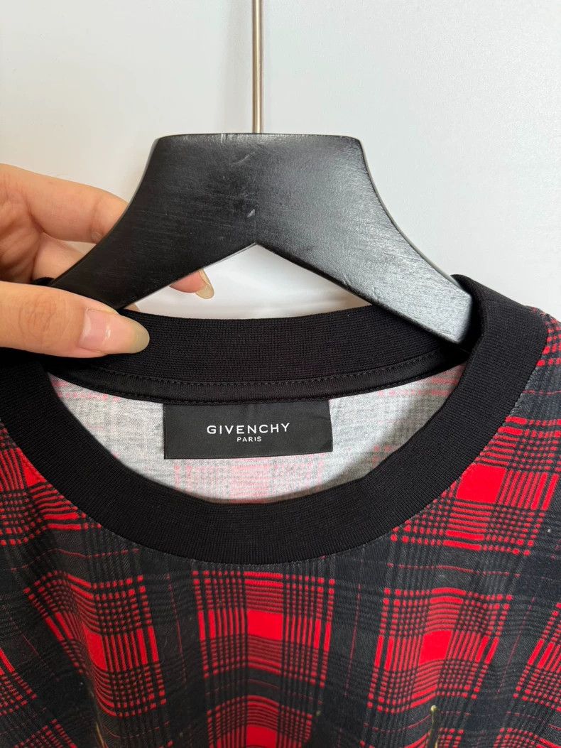 Givenchy Givenchy Red Checkered Doberman Short-Sleeved T-Shirt Size US XS / EU 42 / 0 - 5 Thumbnail