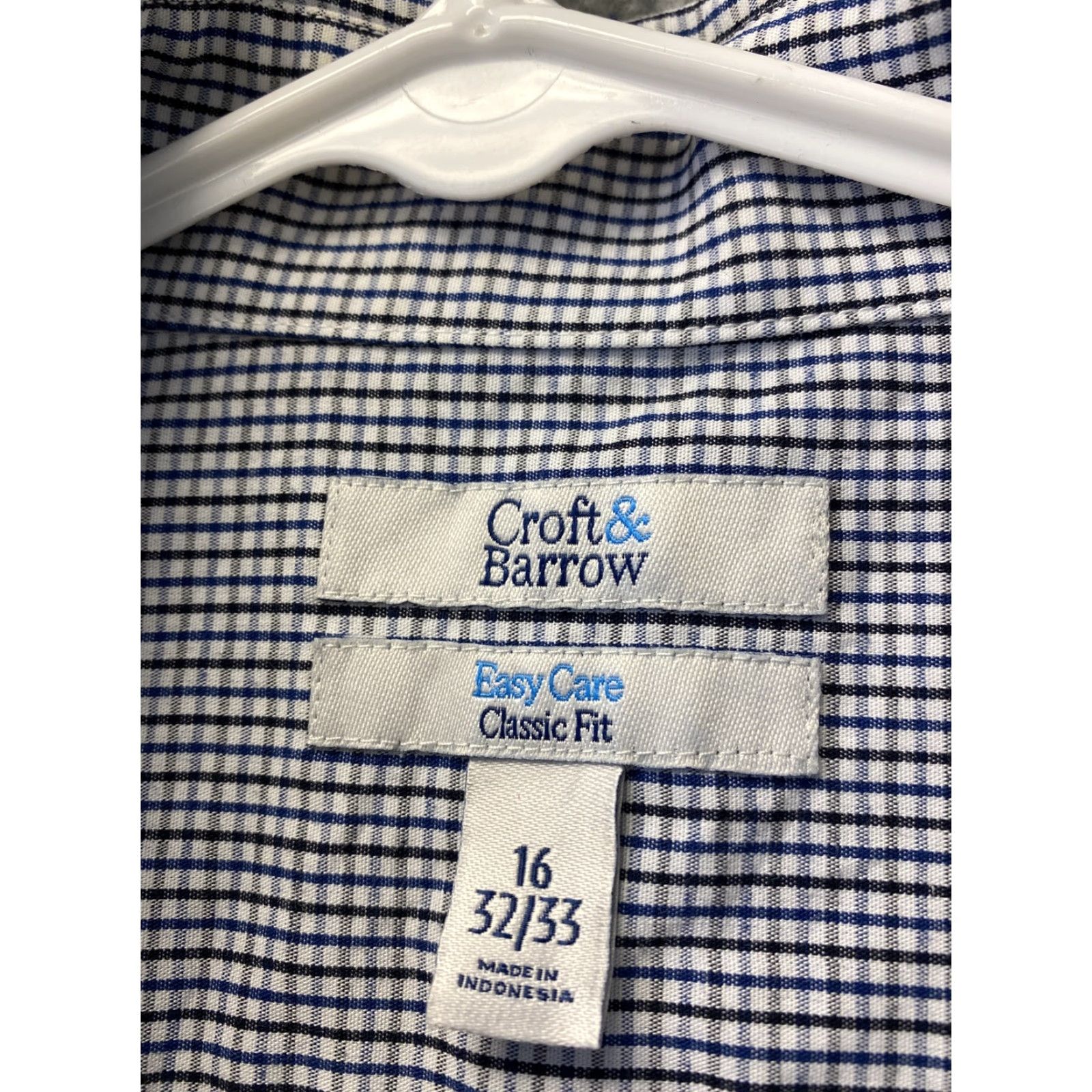 Croft & Barrow CROFT & BARROW Shirt Mens 16 32/33 Blue Button Up Dress Shirt Long Sleeve Collared Cotton Blend Non-Iron Regular Mens 95-53 Size US L / EU 52-54 / 3 - 3 Thumbnail