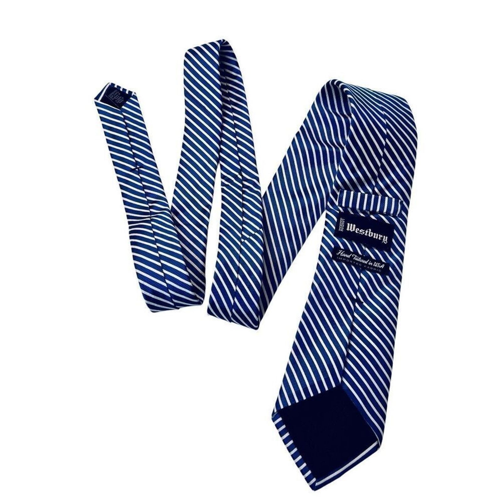 Other Vintage Westbury London Silk Blue Stripe 60" Necktie Tie Size ONE SIZE - 2 Thumbnail