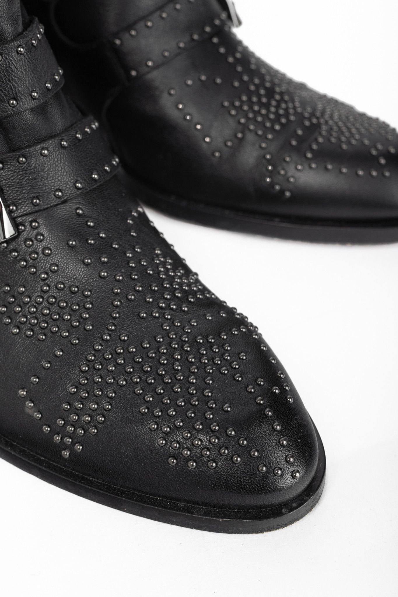 Chloe Chloe Susanna Black Studded Buckle Biker Ankle Boots Size US 5.5 / IT 35.5 - 7 Thumbnail