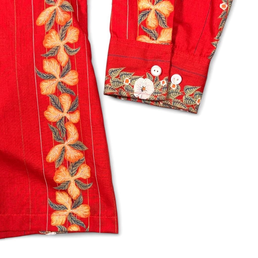 Vintage VINTAGE Ego Bond Street Floral Striped Shirt Adult XL Red 70s Graphic Casual Button-Up long sleeve Mens Size US XL / EU 56 / 4 - 7 Thumbnail