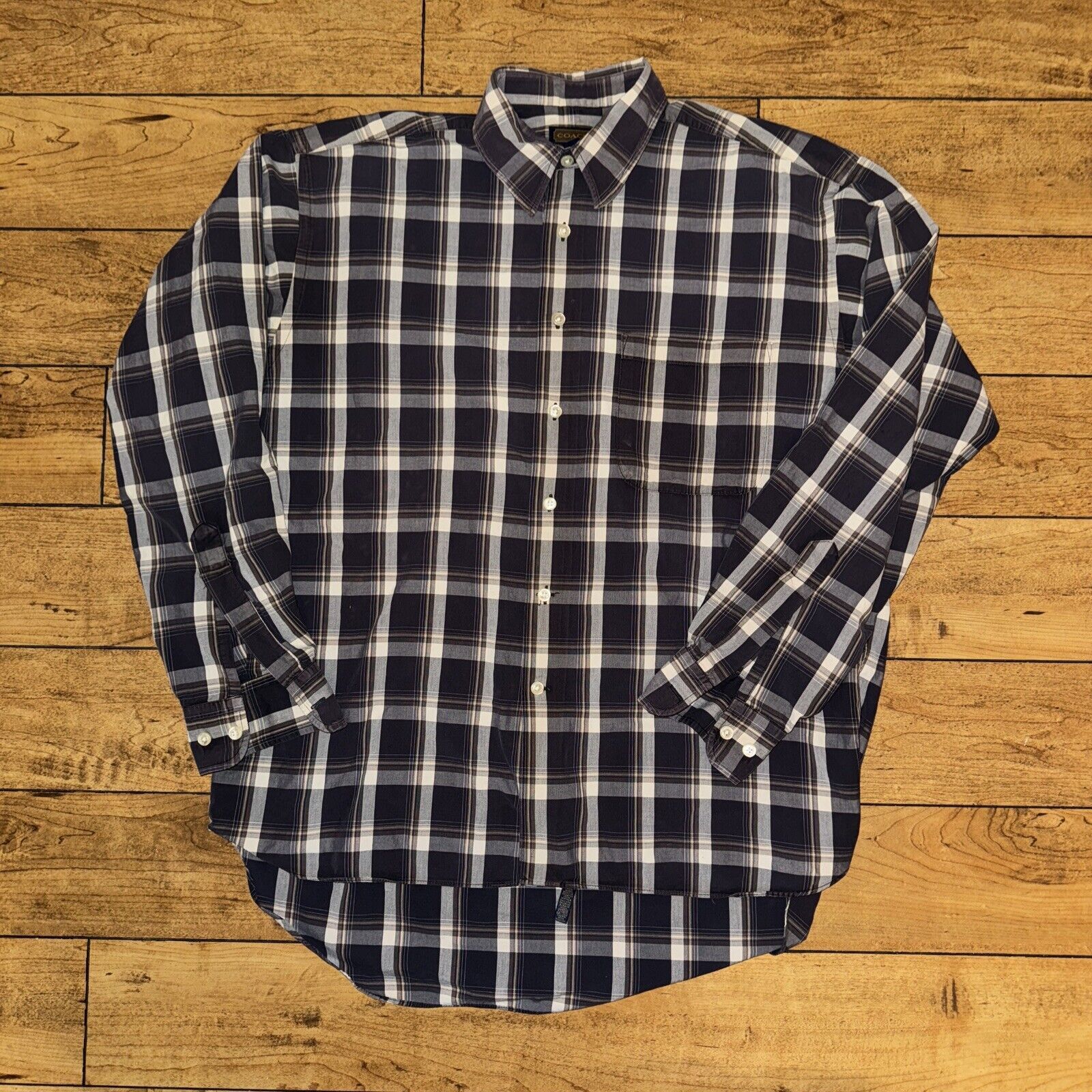 Coach × Japanese Brand × Vintage Men’s Coach Long Sleeve Button Up Shirt Med Plaid Gray 23x27 Size US M / EU 48-50 / 2 - 1 Thumbnail