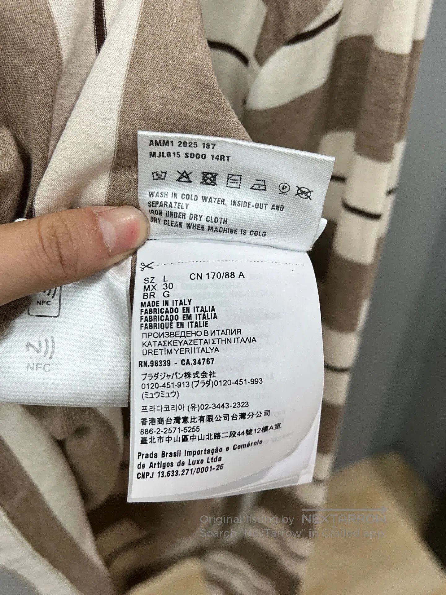 Miu Miu striped long sleeve polo by miu miu. Size L / US 10 / IT 46 - 5 Thumbnail