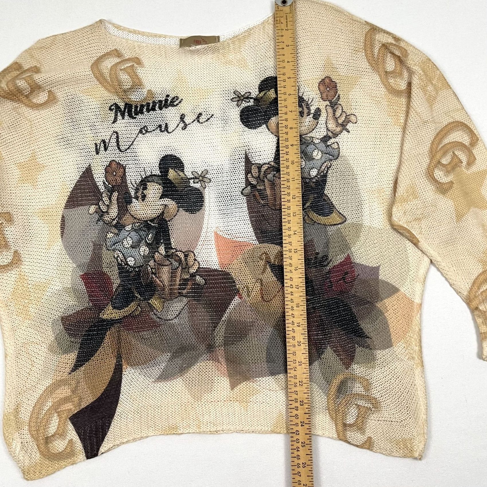 Disney VINTAGE Free For Humanity Blouse Women OS Minnie Mouse Disney Open Knit Pullover Novelty Size ONE SIZE - 4 Thumbnail
