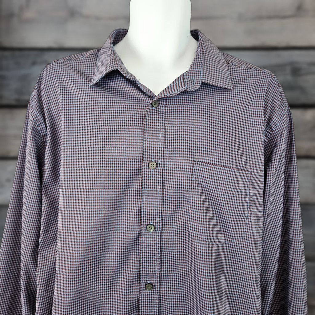 UNTUCKit VINTAGE Untuckit Mens Button Front Shirt Sz 2XL Red Blue Long Sleeve Size US XXL / EU 58 / 5 - 1 Thumbnail