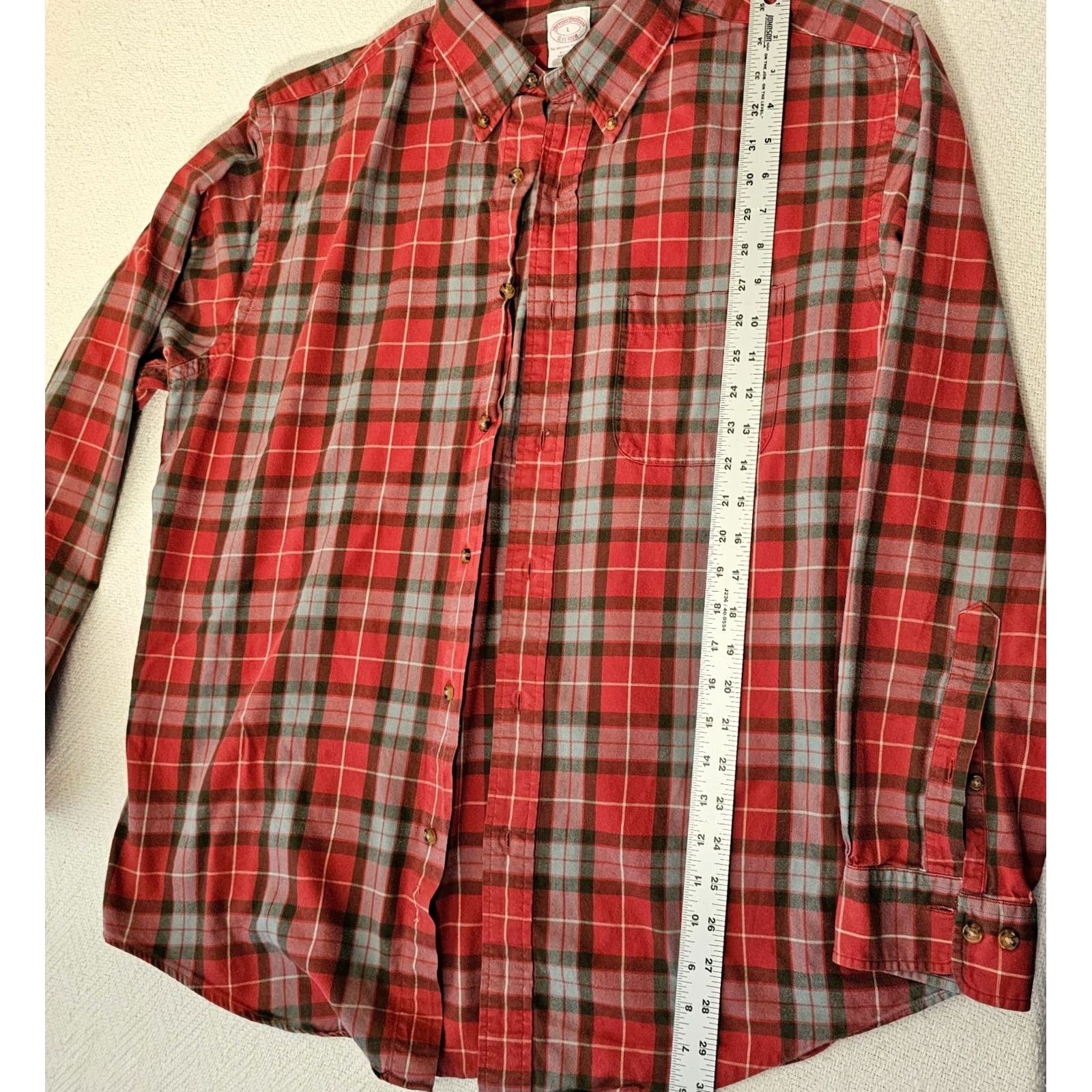 Brooks Brothers Brooks Brothers Shirt Men Large Red Plaid Flannel Button-Up Long Sleeve Size US L / EU 52-54 / 3 - 4 Thumbnail