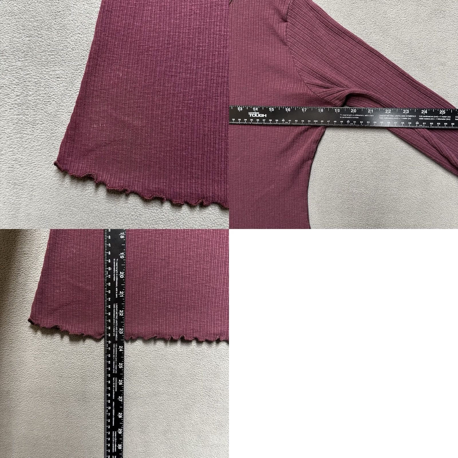 Old Navy Old Navy Shirt Womens M Maroon Red Henley Long Sleeve Slim Rib Knit Lettuce Edge Size M / US 6-8 / IT 42-44 - 8 Thumbnail