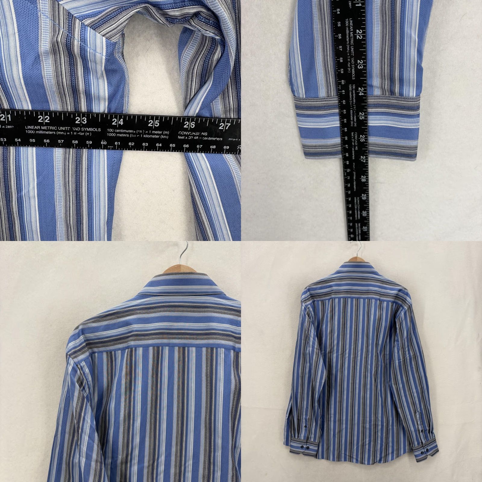 Tailorbyrd TailorByrd Dress Shirt Mens XL Blue Stripe Slim Long Sleeve Business NWOT Size 46R - 9 Thumbnail